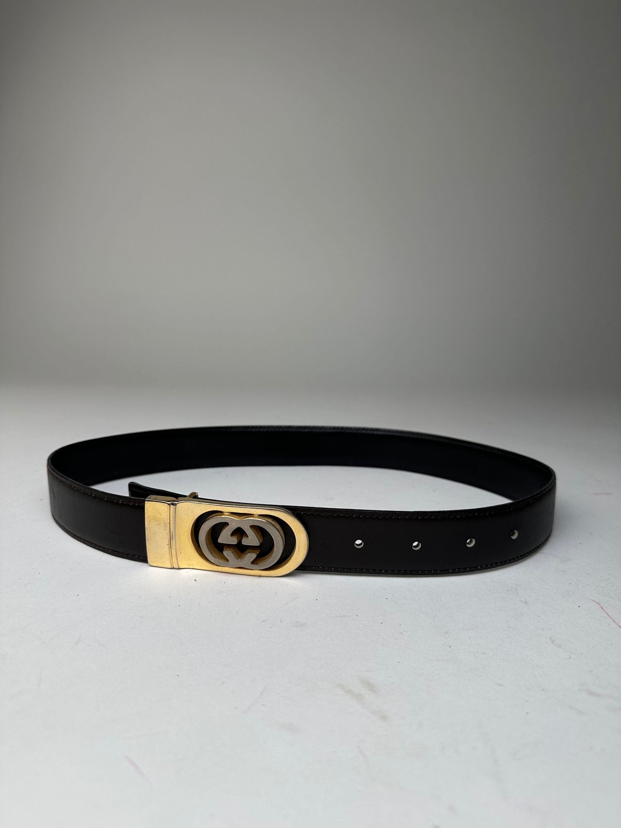 Gucci Vintage GG Leather Belt Brown Size ONE SIZE - 7 Thumbnail