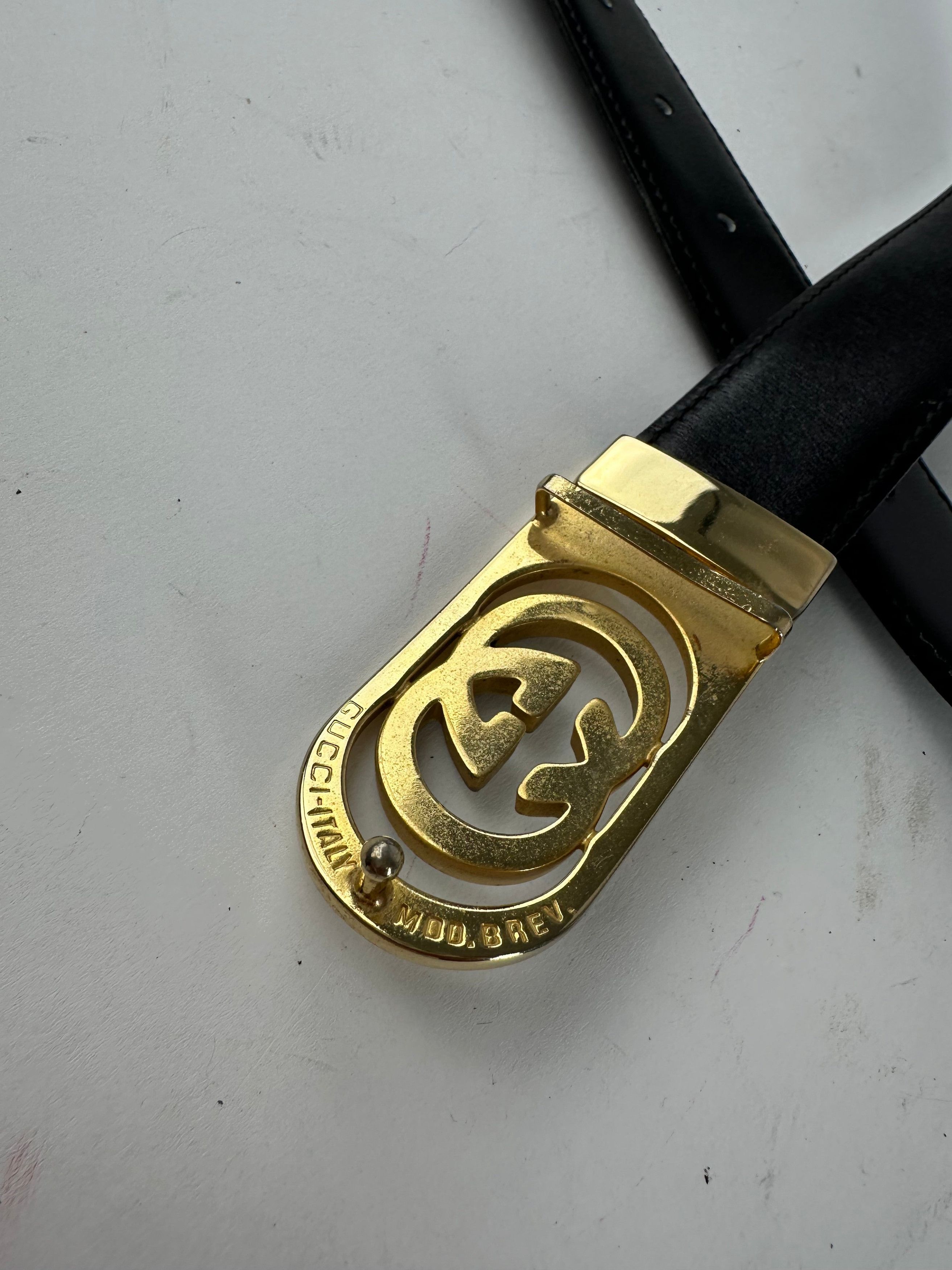 Gucci Vintage GG Leather Belt Brown Size ONE SIZE - 5 Thumbnail
