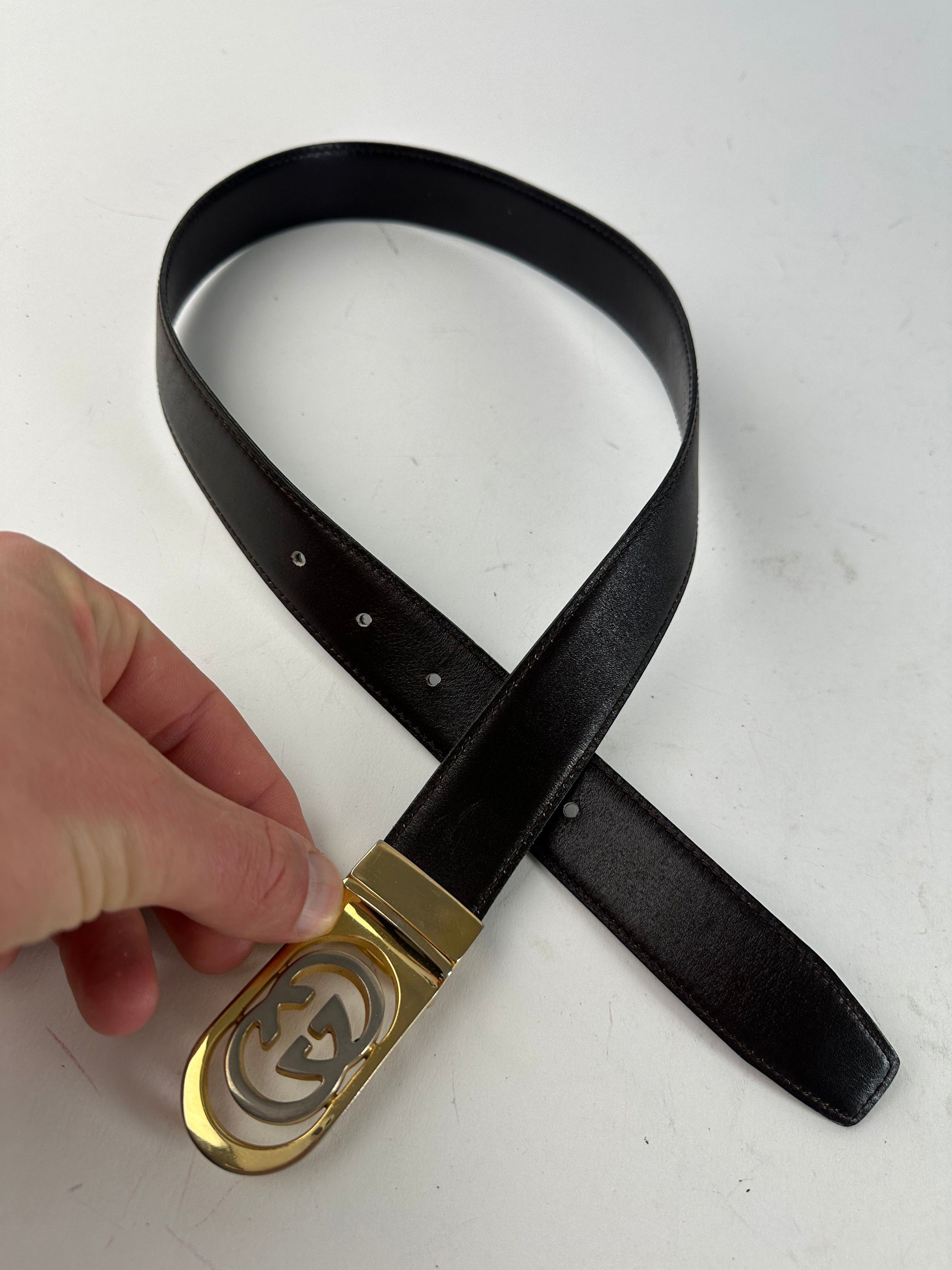 Gucci Vintage GG Leather Belt Brown Size ONE SIZE - 9 Thumbnail