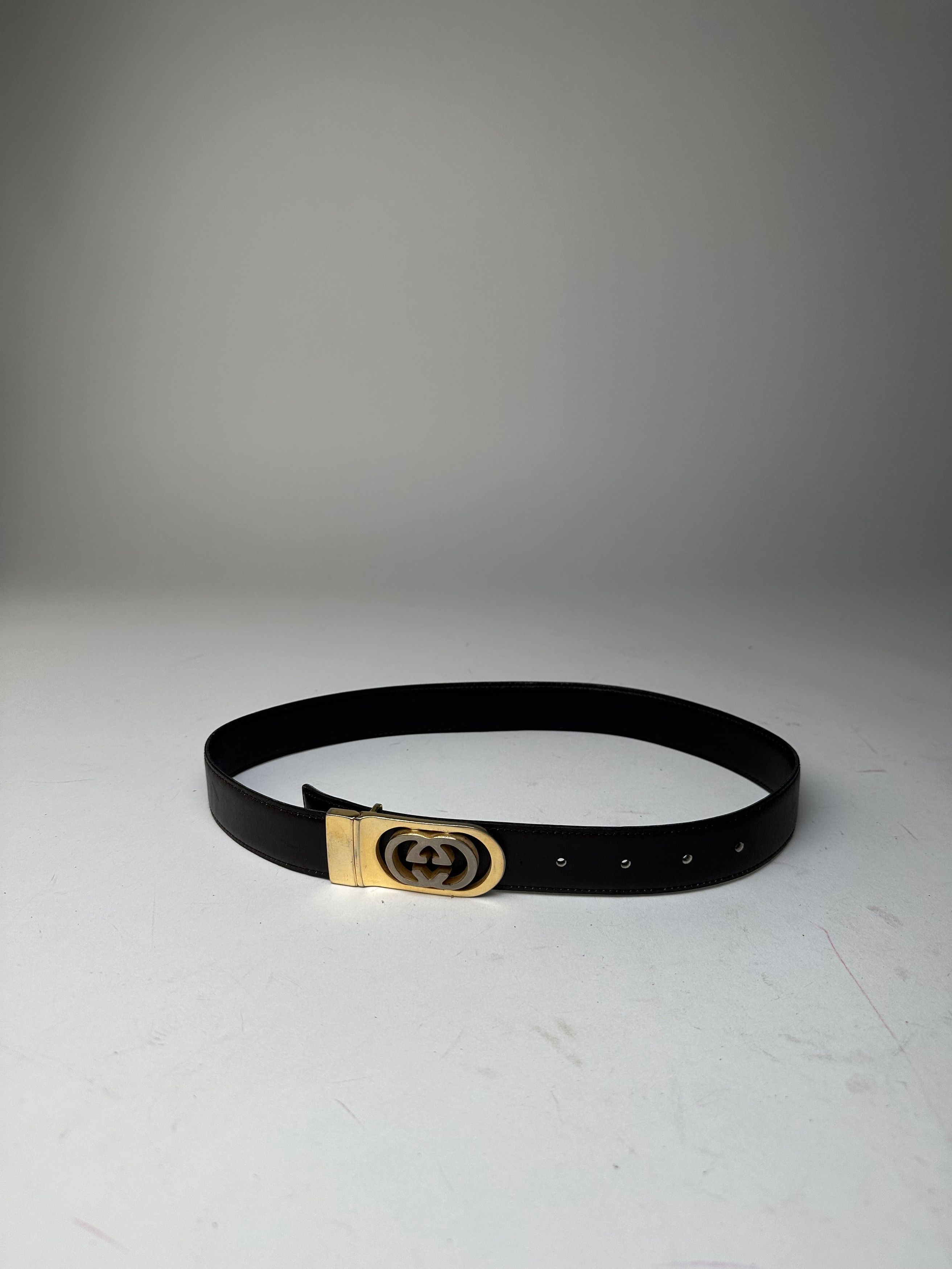 Gucci Vintage GG Leather Belt Brown Size ONE SIZE - 2 Thumbnail