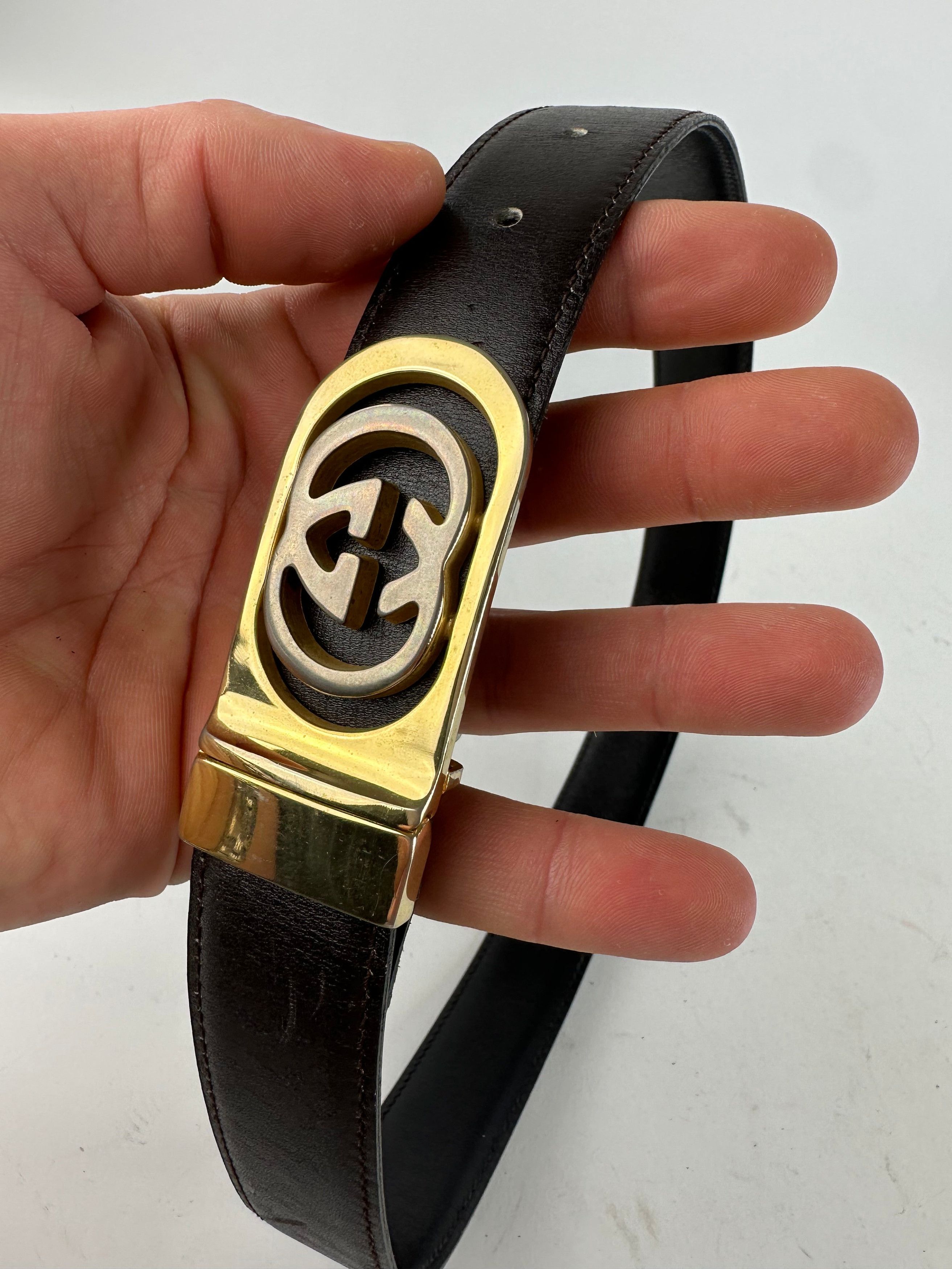 Gucci Vintage GG Leather Belt Brown Size ONE SIZE - 3 Thumbnail
