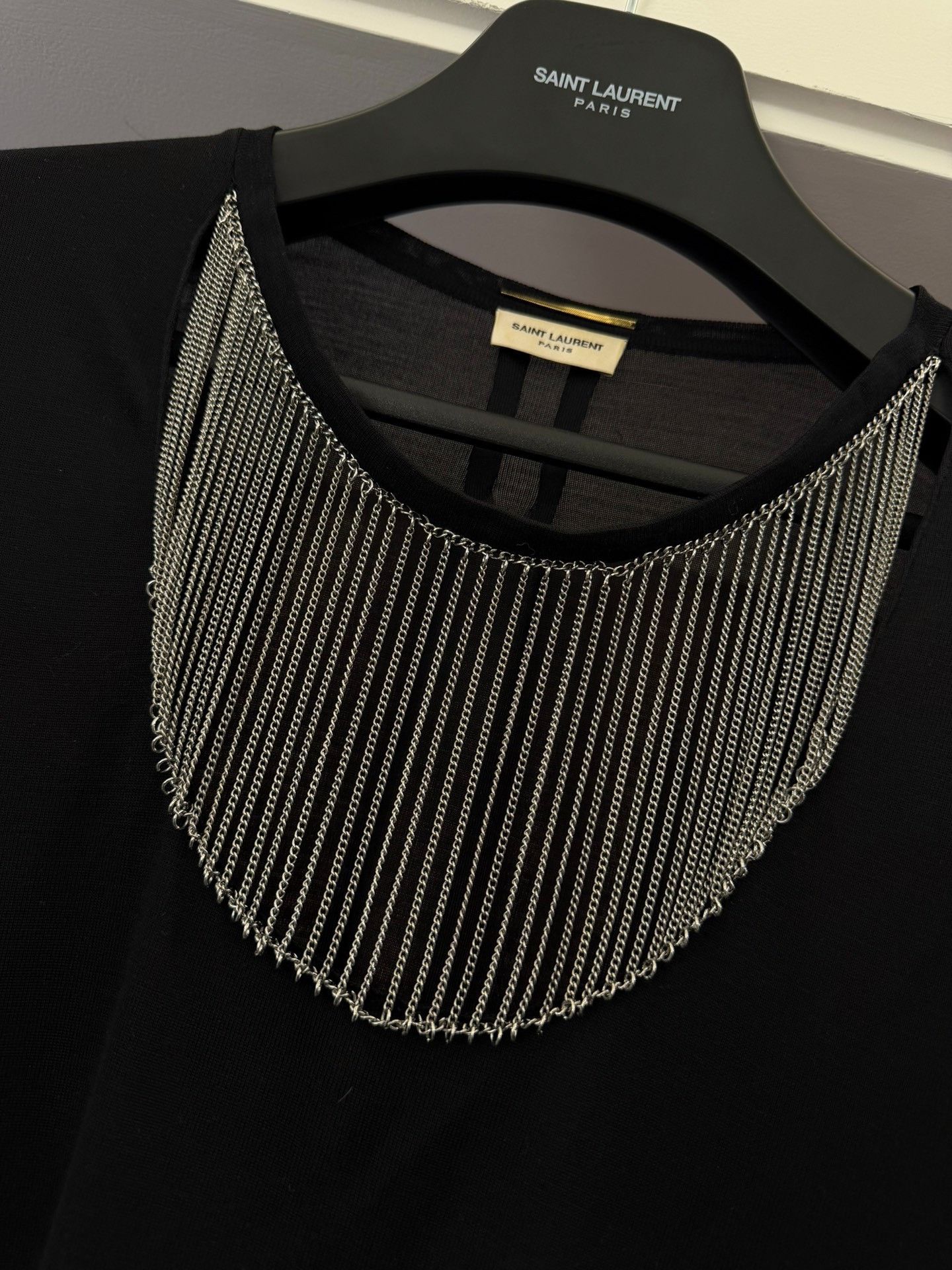 Hedi Slimane Saint Laurent 13FW Black Chain Short-Sleeve Size US S / EU 44-46 / 1 - 9 Thumbnail