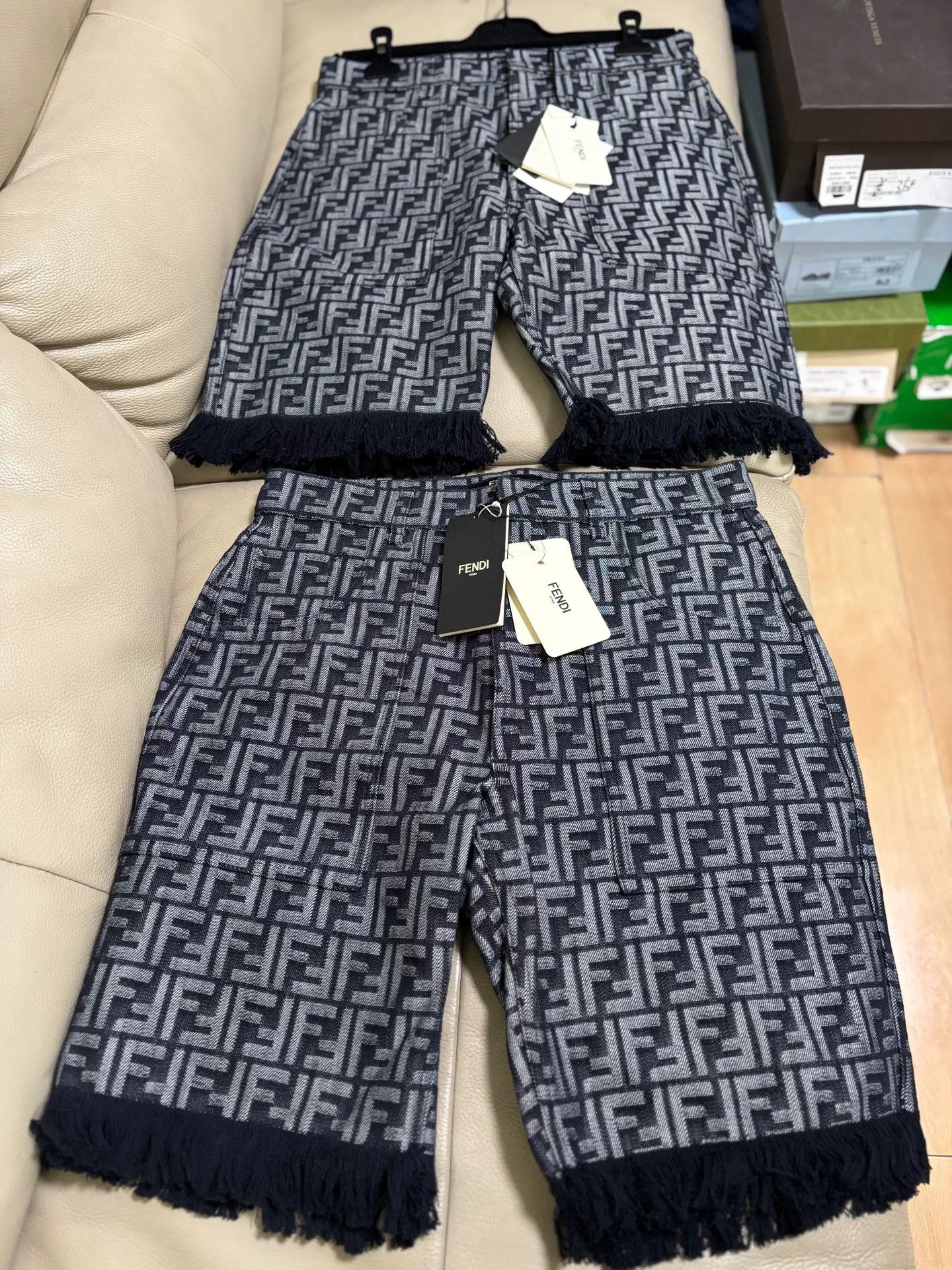 Fendi FENDI SS23 FF Print Denim Shorts Size US 33 - 2 Thumbnail