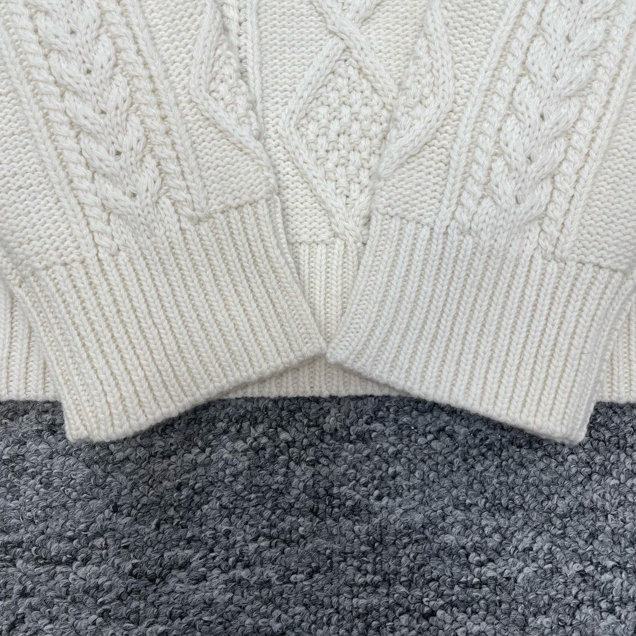 Prada Prada White Cable-Knit Crewneck Sweater Size US M / EU 48-50 / 2 - 4 Thumbnail