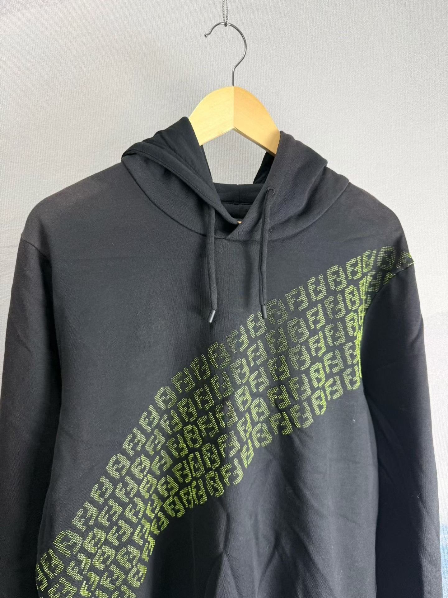 Fendi Fendi Black Diagonal Pattern Hoodie Size US L / EU 52-54 / 3 - 3 Thumbnail