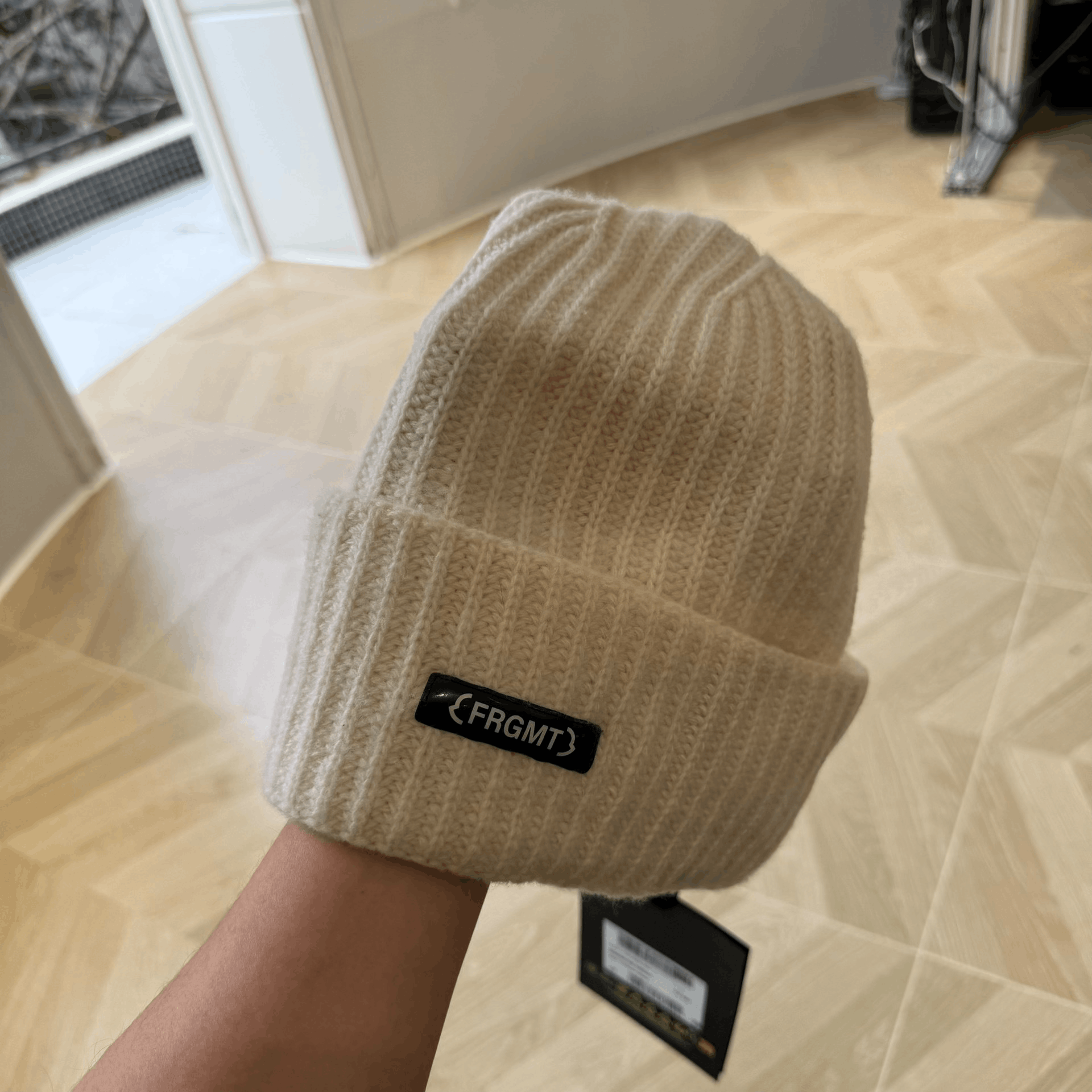 Moncler Moncler White Ribbed Logo Beanie Size ONE SIZE - 2 Thumbnail