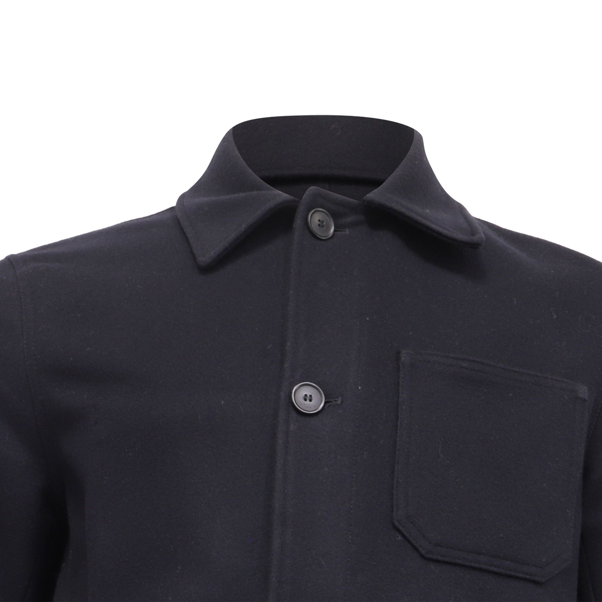 Sandro Sandro Button-Down Jacket with Pockets in Navy Blue Wool Size US M / EU 48-50 / 2 - 2 Thumbnail