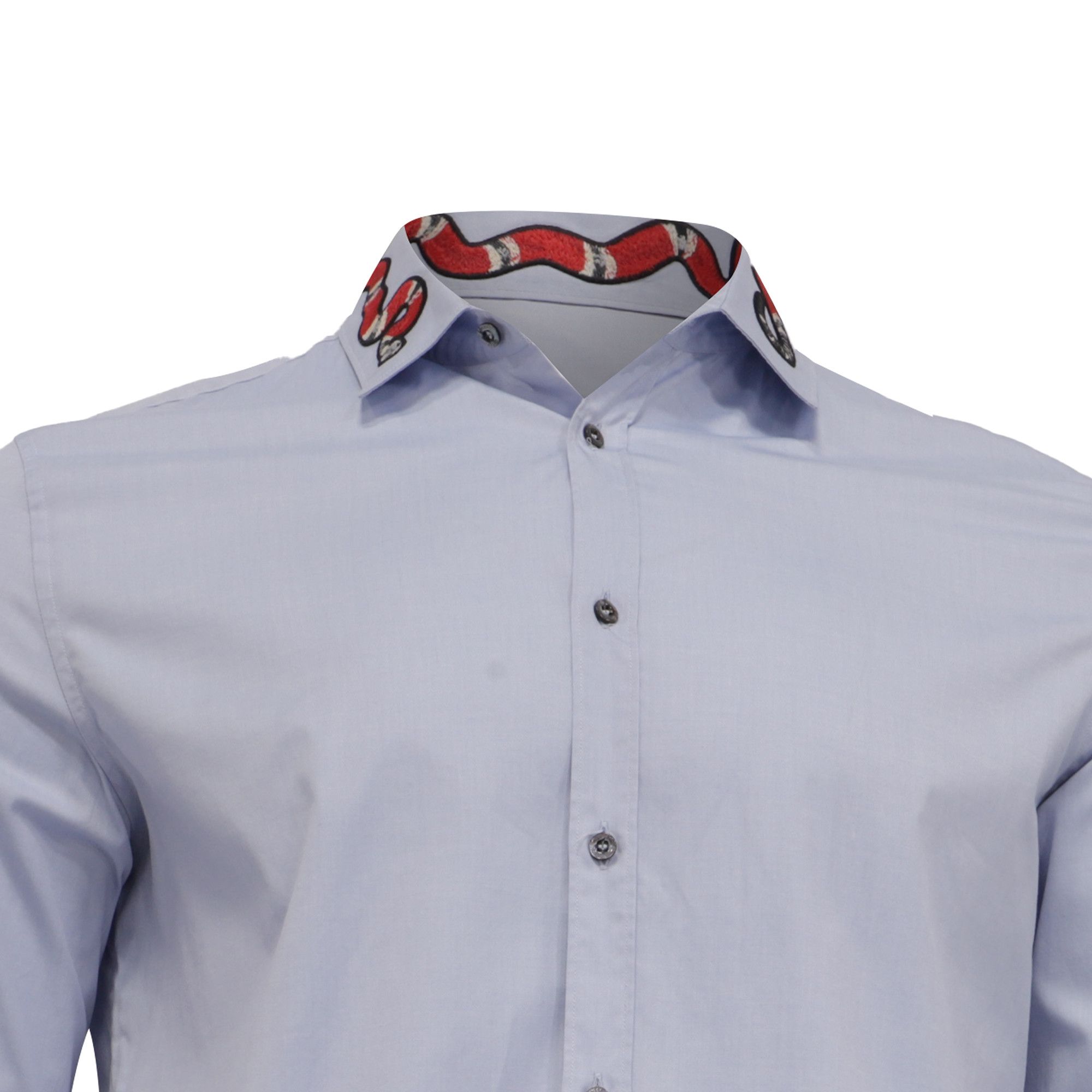 Gucci Gucci Kingsnake Embroidered Shirt in Blue Cotton Size US M / EU 48-50 / 2 - 2 Thumbnail
