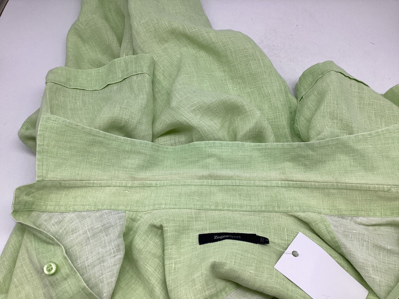 Ermenegildo Zegna Zegna Camp-Collar Oasi Shirt in Green Linen Size US L / EU 52-54 / 3 - 7 Thumbnail
