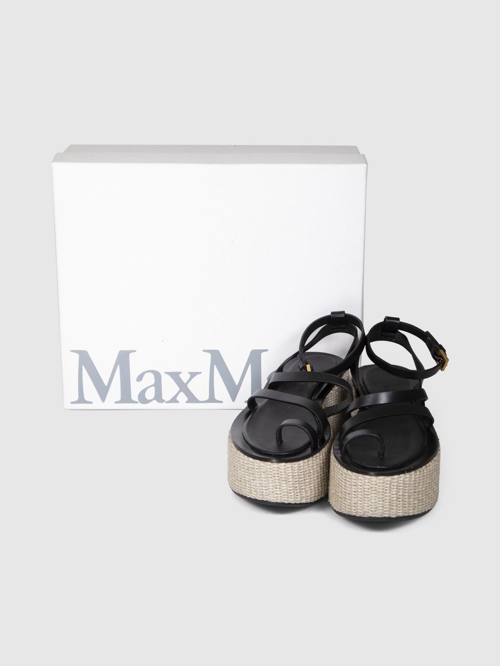 Max Mara Black Leather Platform Sandals Size US 7 / IT 37 - 3 Thumbnail