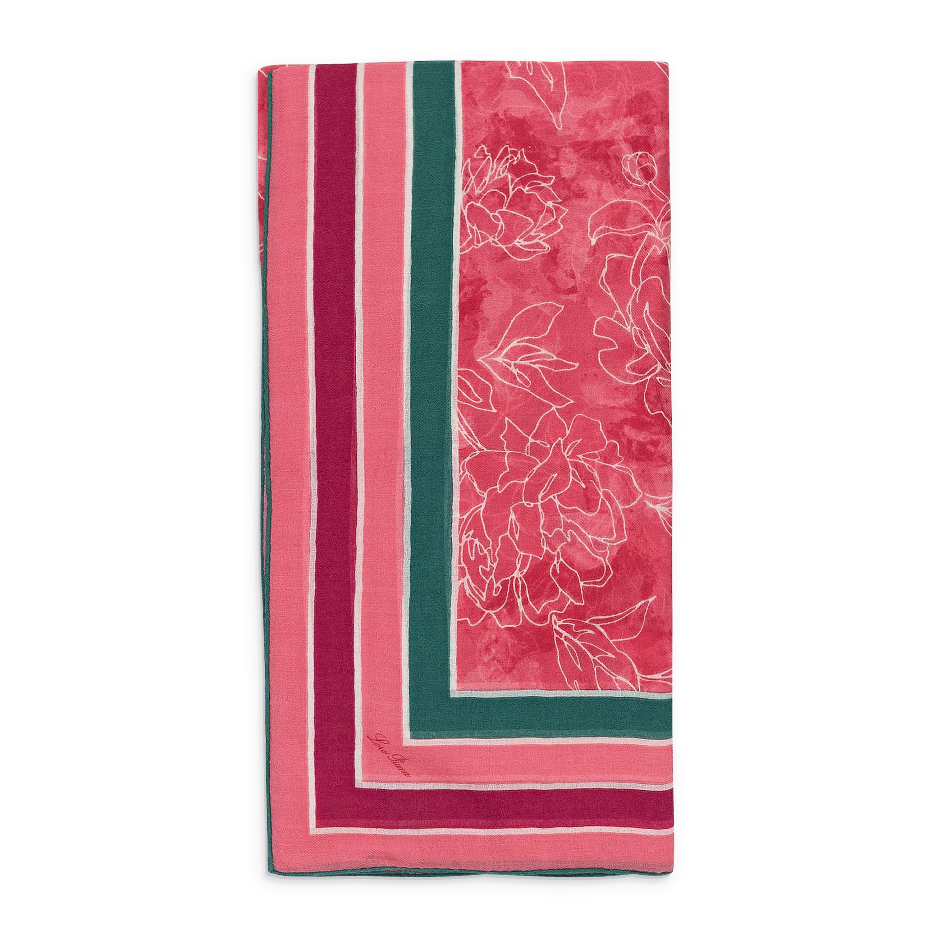 Loro Piana CASHMERE FLORAL PINK GREEN SCARF SIZE OS Size ONE SIZE - 7 Thumbnail