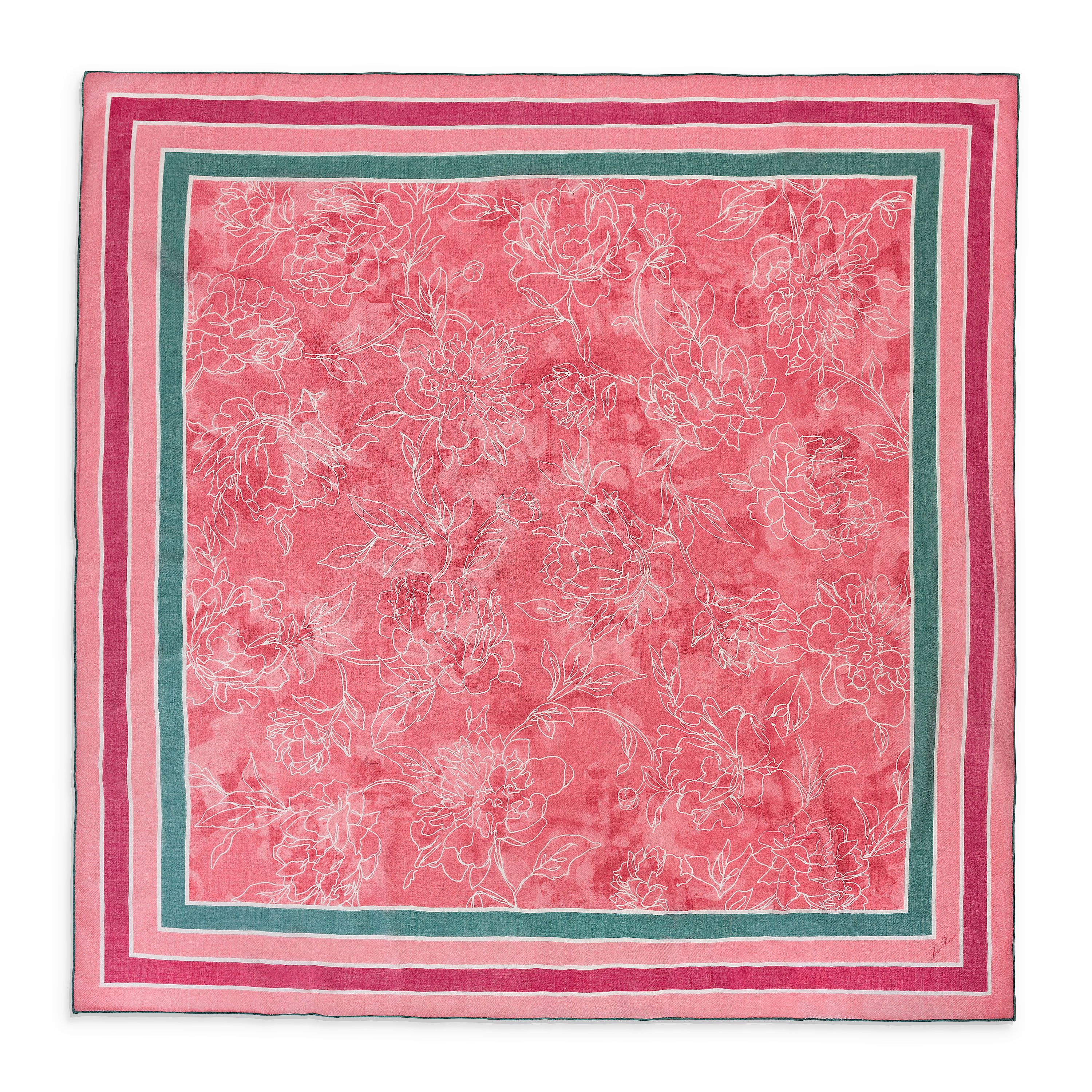 Loro Piana CASHMERE FLORAL PINK GREEN SCARF SIZE OS Size ONE SIZE - 2 Thumbnail