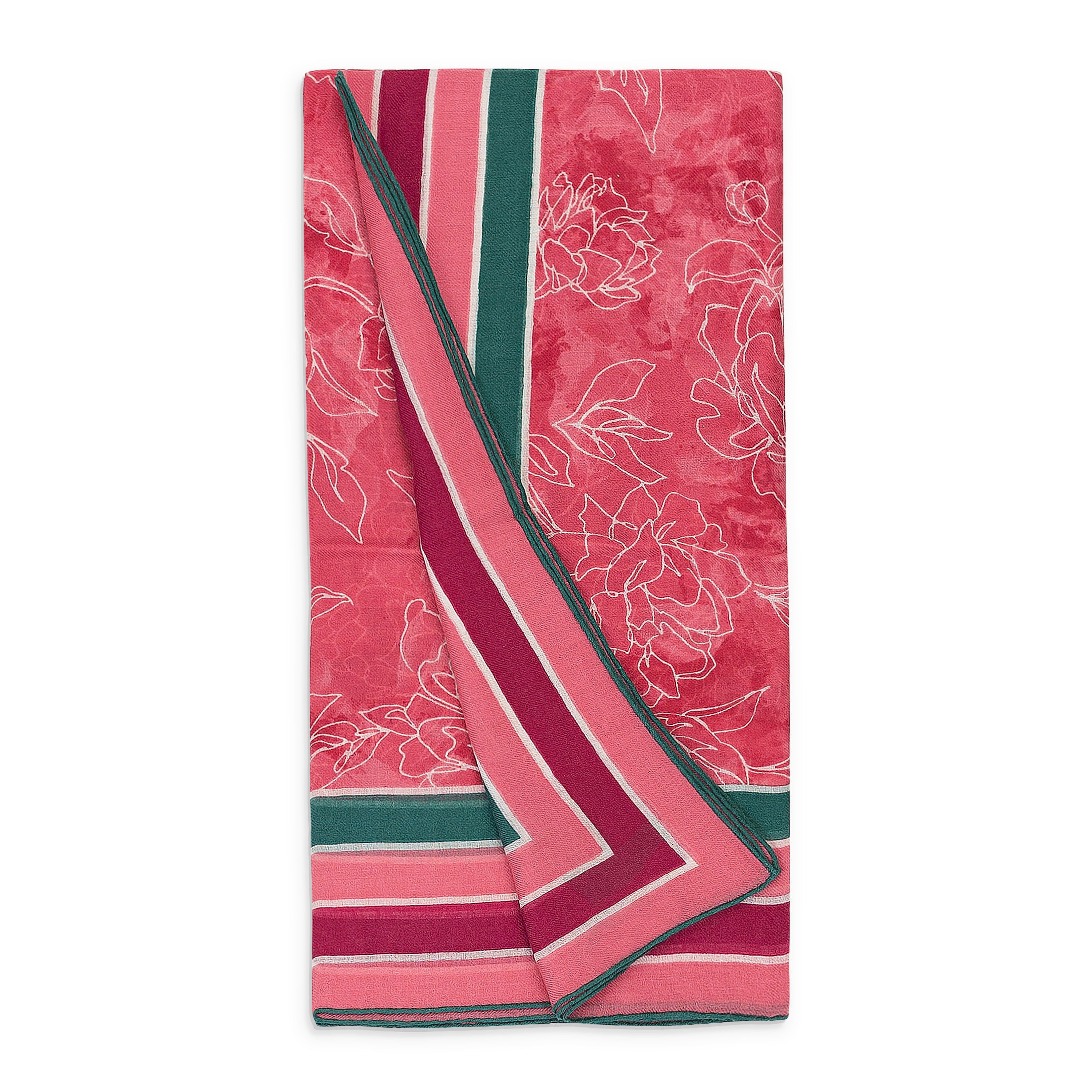 Loro Piana CASHMERE FLORAL PINK GREEN SCARF SIZE OS Size ONE SIZE - 3 Thumbnail