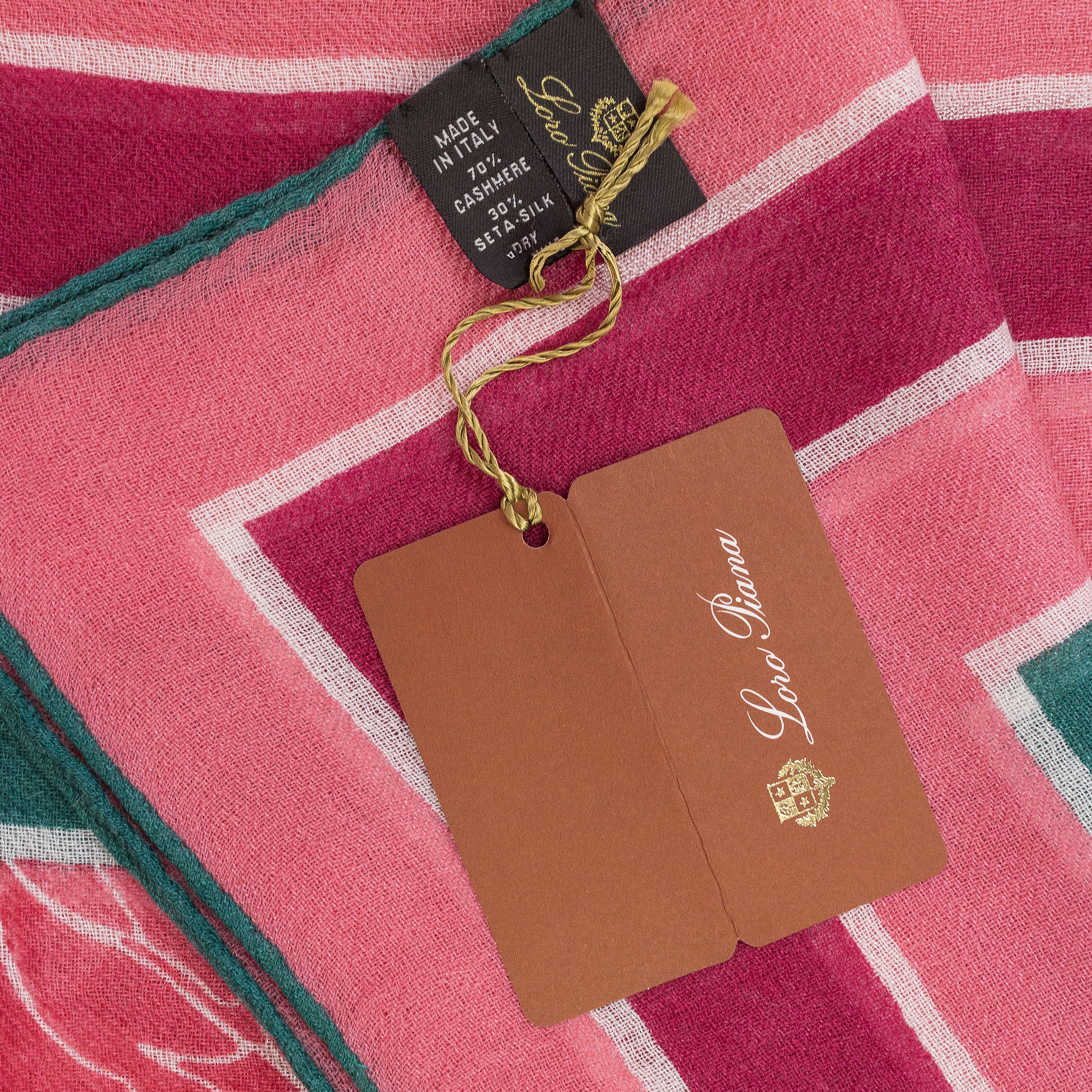 Loro Piana CASHMERE FLORAL PINK GREEN SCARF SIZE OS Size ONE SIZE - 5 Thumbnail