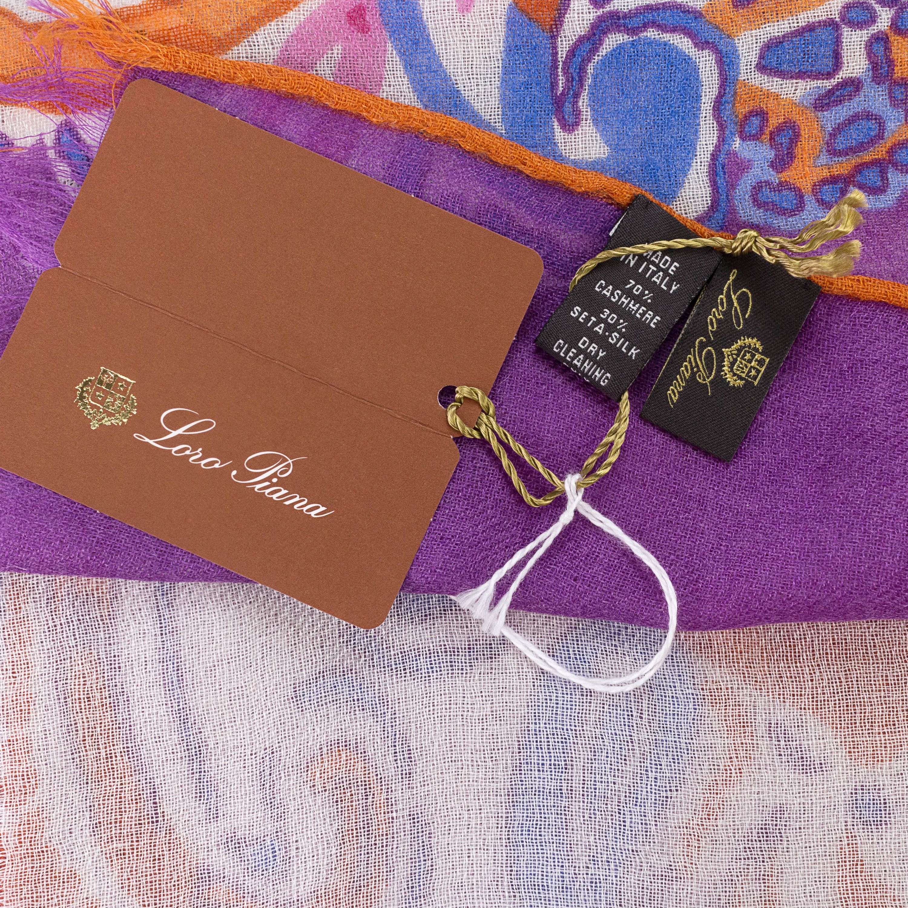 Loro Piana CASHMERE PAISLEY PRINT MULTICOLOR SCARF SIZE OS Size ONE SIZE - 5 Thumbnail