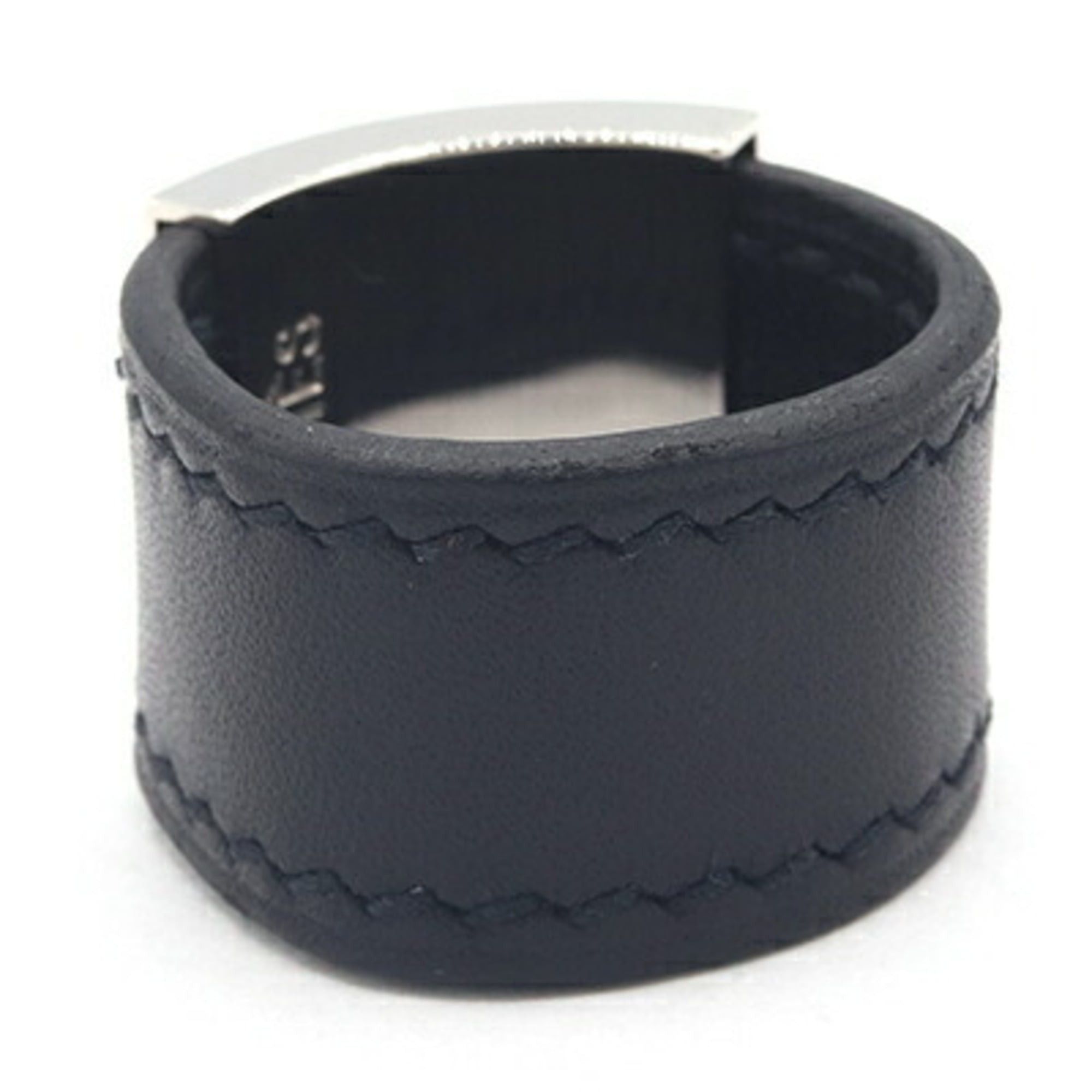 Hermes Hermes Ring, Roulie Black Silver Leather Metal Women's HERMES Size ONE SIZE - 2 Thumbnail