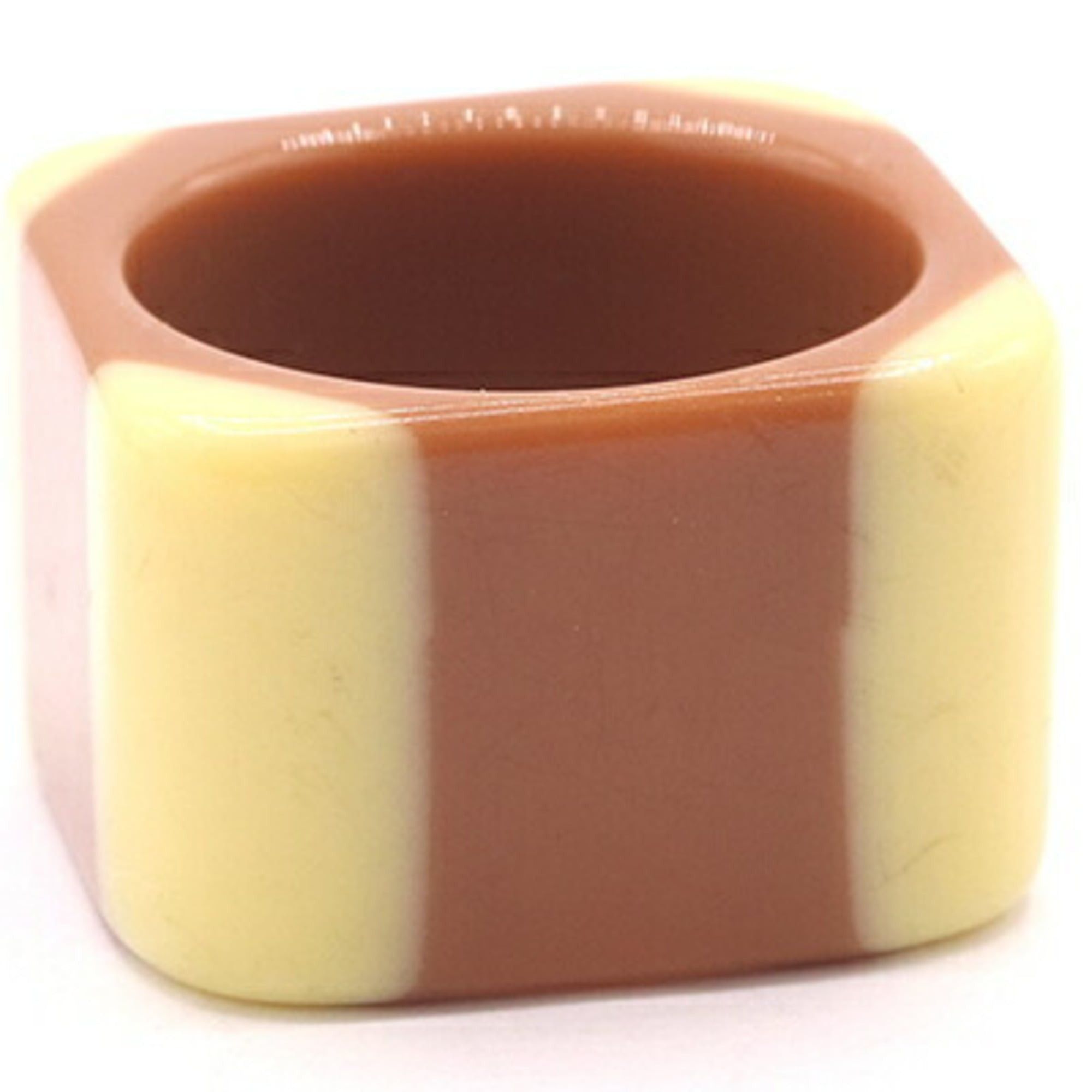 Chanel Chanel Ring, Brown Cream Yellow Plastic, 01A, 2001 Model, Coco Mark, Women's CHANEL Size ONE SIZE - 2 Thumbnail
