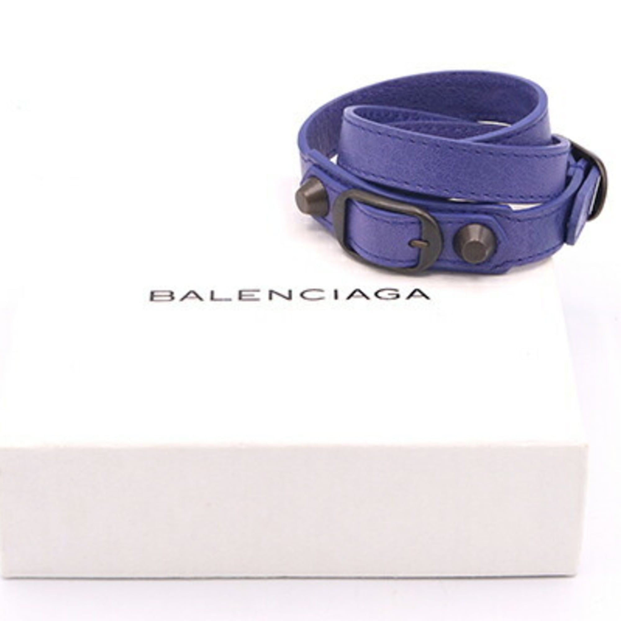 Balenciaga Balenciaga City Triple Bracelet 236342 Purple Leather Size M Strand Women's Men's BALENCIAGA Size ONE SIZE - 8 Thumbnail