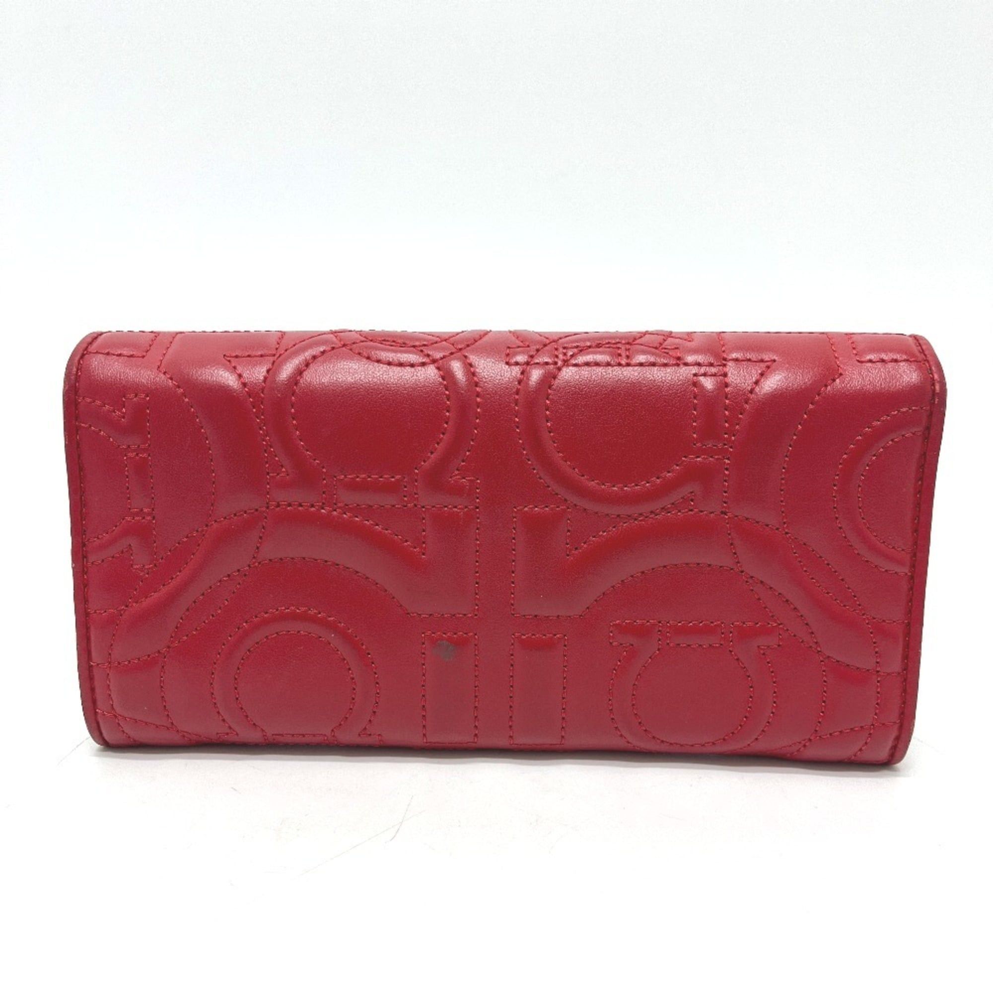 Salvatore Ferragamo Salvatore Ferragamo logo Gancini wallet with pass case, long wallet, leather, men's and women's, red. Size ONE SIZE - 2 Thumbnail