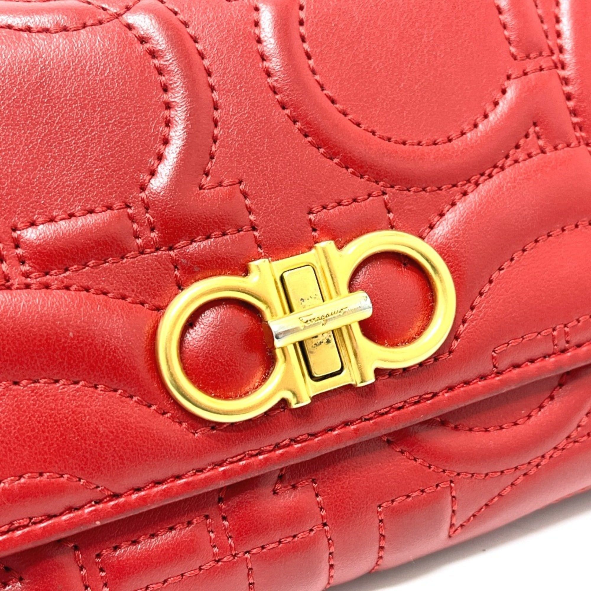 Salvatore Ferragamo Salvatore Ferragamo logo Gancini wallet with pass case, long wallet, leather, men's and women's, red. Size ONE SIZE - 7 Thumbnail