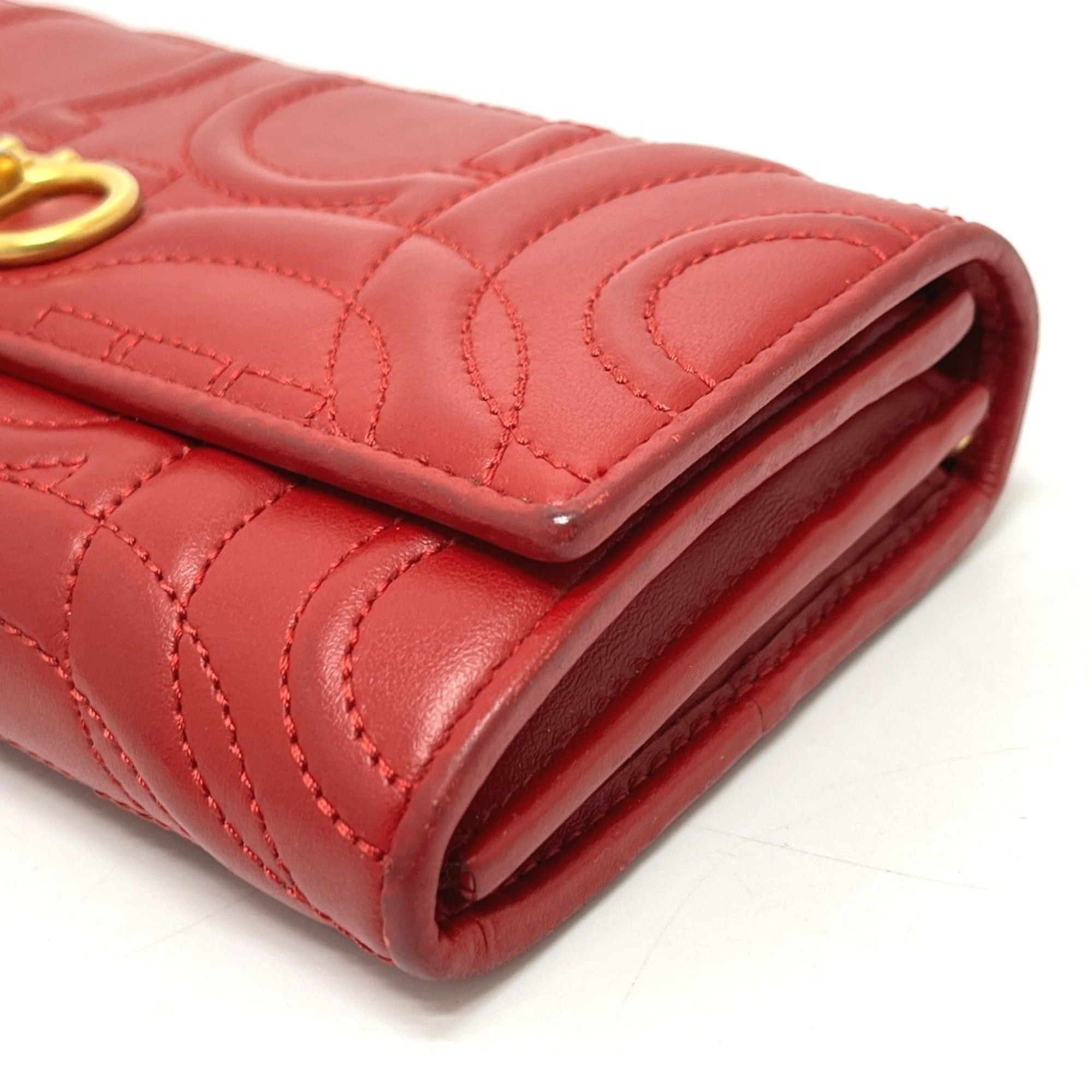 Salvatore Ferragamo Salvatore Ferragamo logo Gancini wallet with pass case, long wallet, leather, men's and women's, red. Size ONE SIZE - 6 Thumbnail