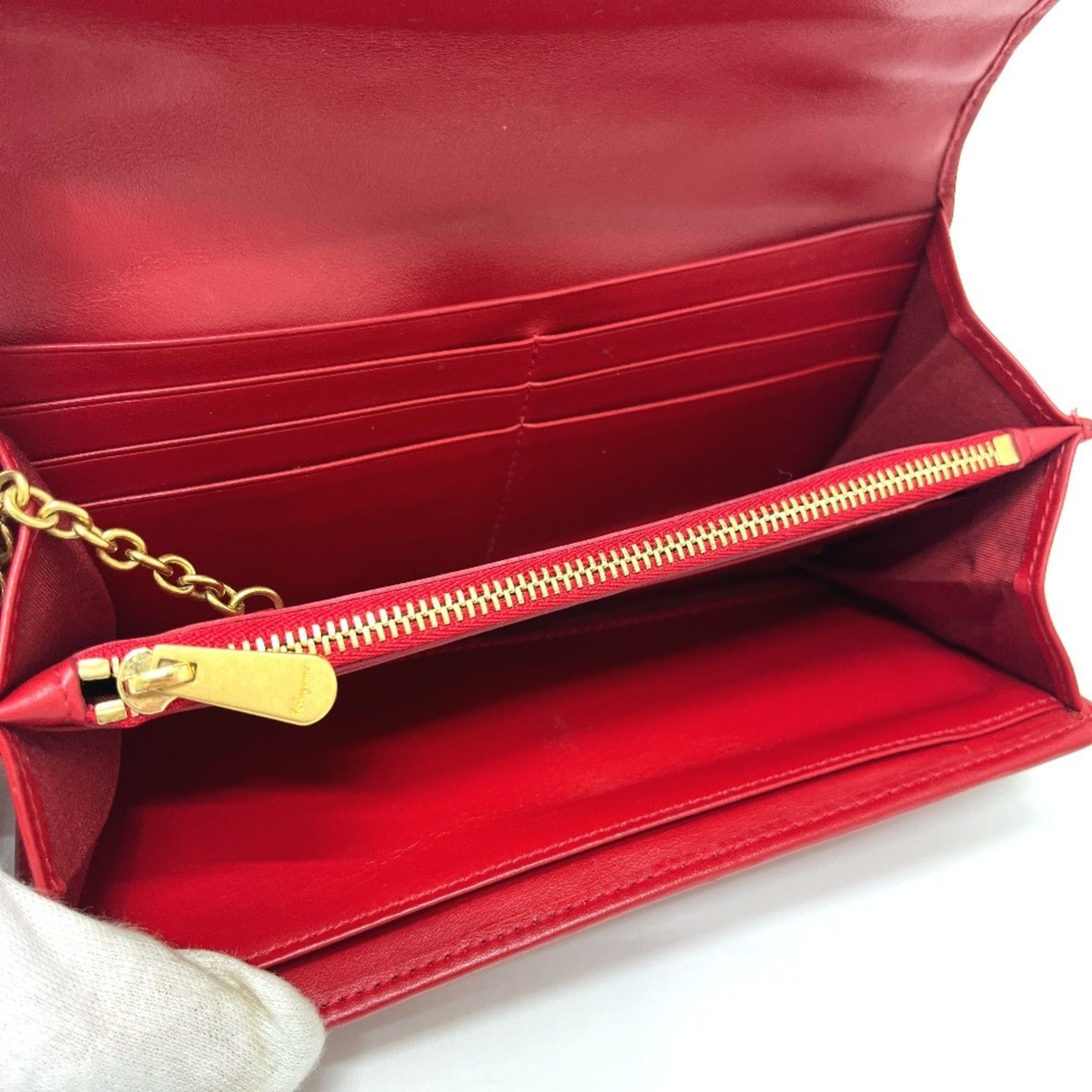 Salvatore Ferragamo Salvatore Ferragamo logo Gancini wallet with pass case, long wallet, leather, men's and women's, red. Size ONE SIZE - 13 Thumbnail