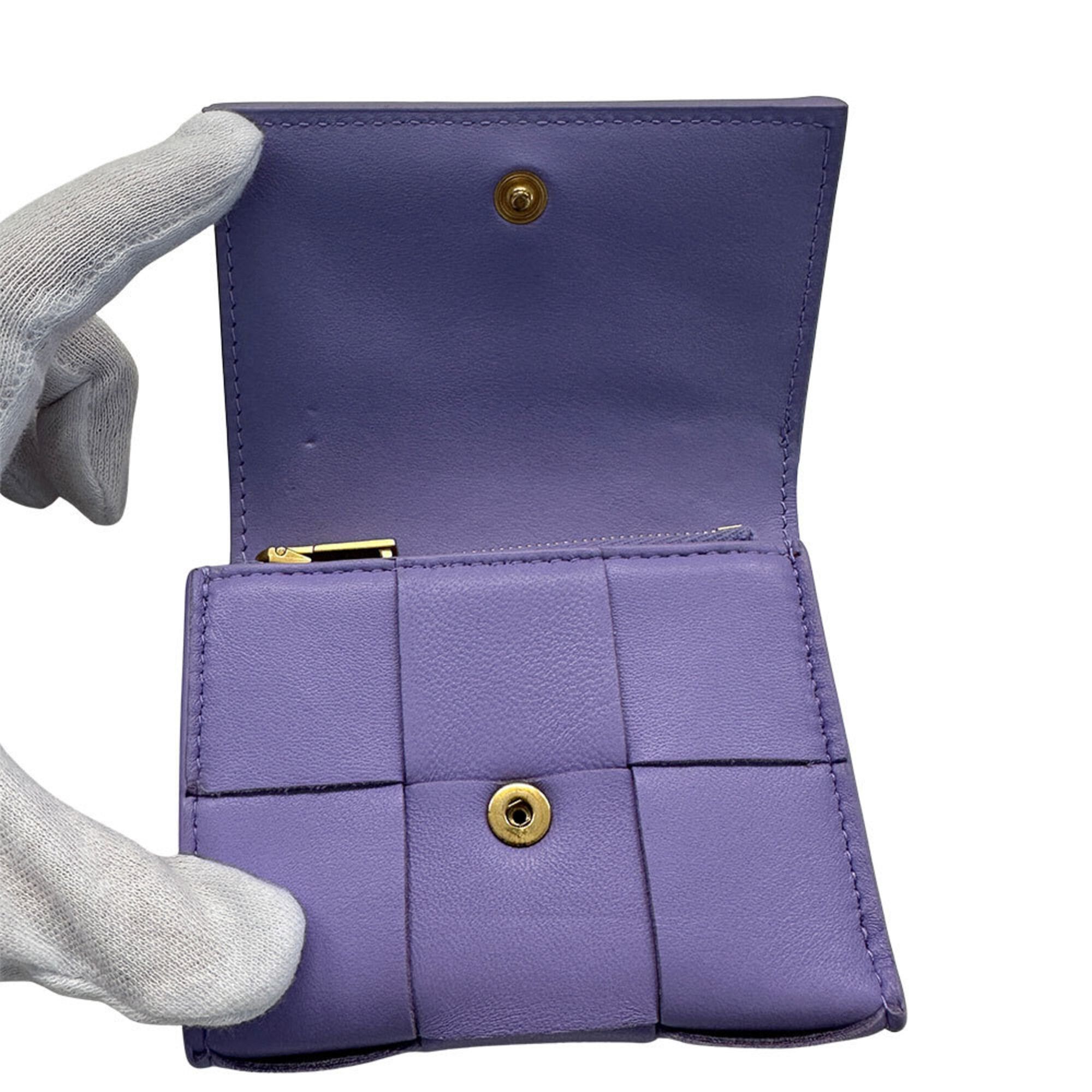 Bottega Veneta Bottega Veneta wallet for women and men, brand name, trifold wallet, calf leather, Cassette Small Wallet, purple. Size ONE SIZE - 6 Thumbnail