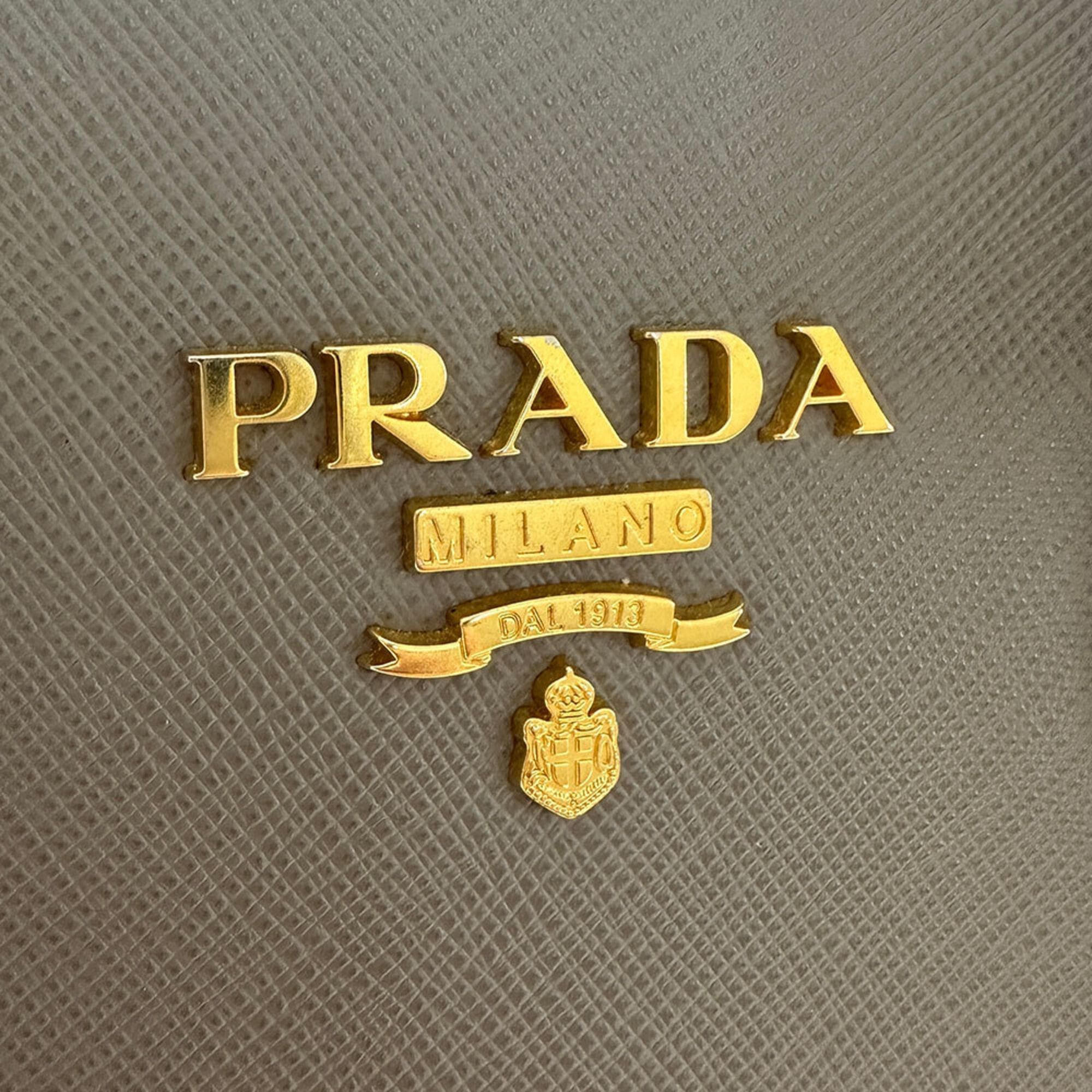 Prada Prada handbag for women, brand name, handbag/shoulder bag, 2-way, Saffiano leather, gray, 1BA113, can be carried by hand or on the shoulder. Size ONE SIZE - 8 Thumbnail