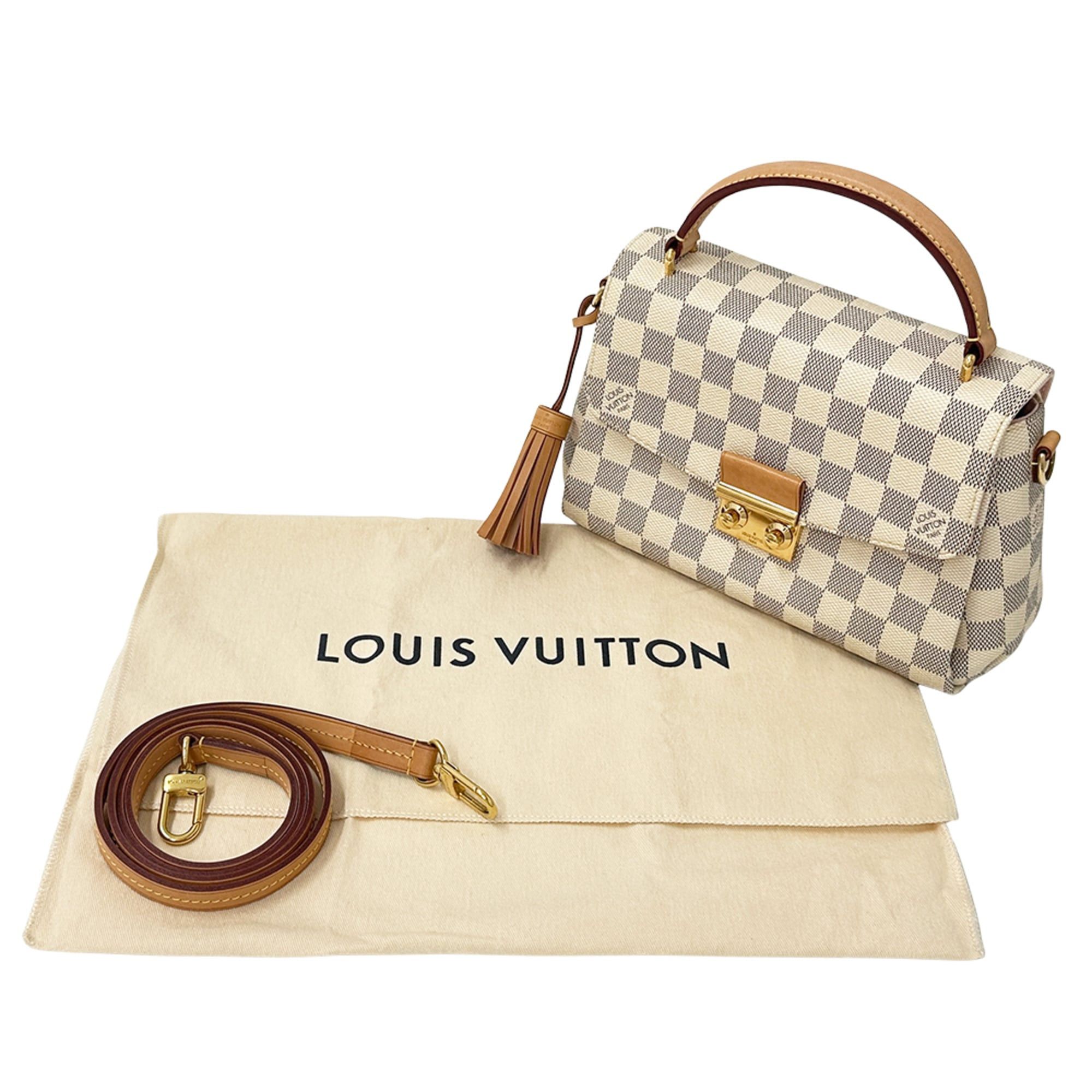 Louis Vuitton Louis Vuitton Damier Azur Women's Handbag, 2-way Handbag/Shoulder Bag, Croisette N41581, White with Tassel Size ONE SIZE - 7 Thumbnail