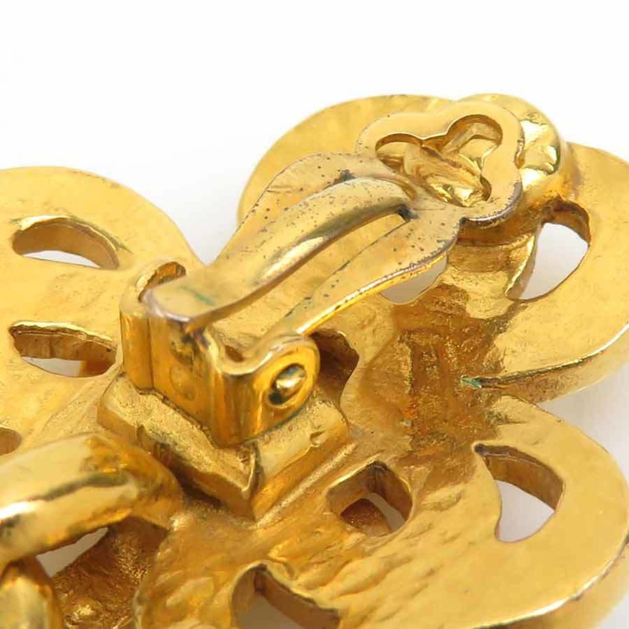 Chanel Chanel earrings, Coco Mark design, metal, stone, gold, orange, women's, e61854a Size ONE SIZE - 14 Thumbnail