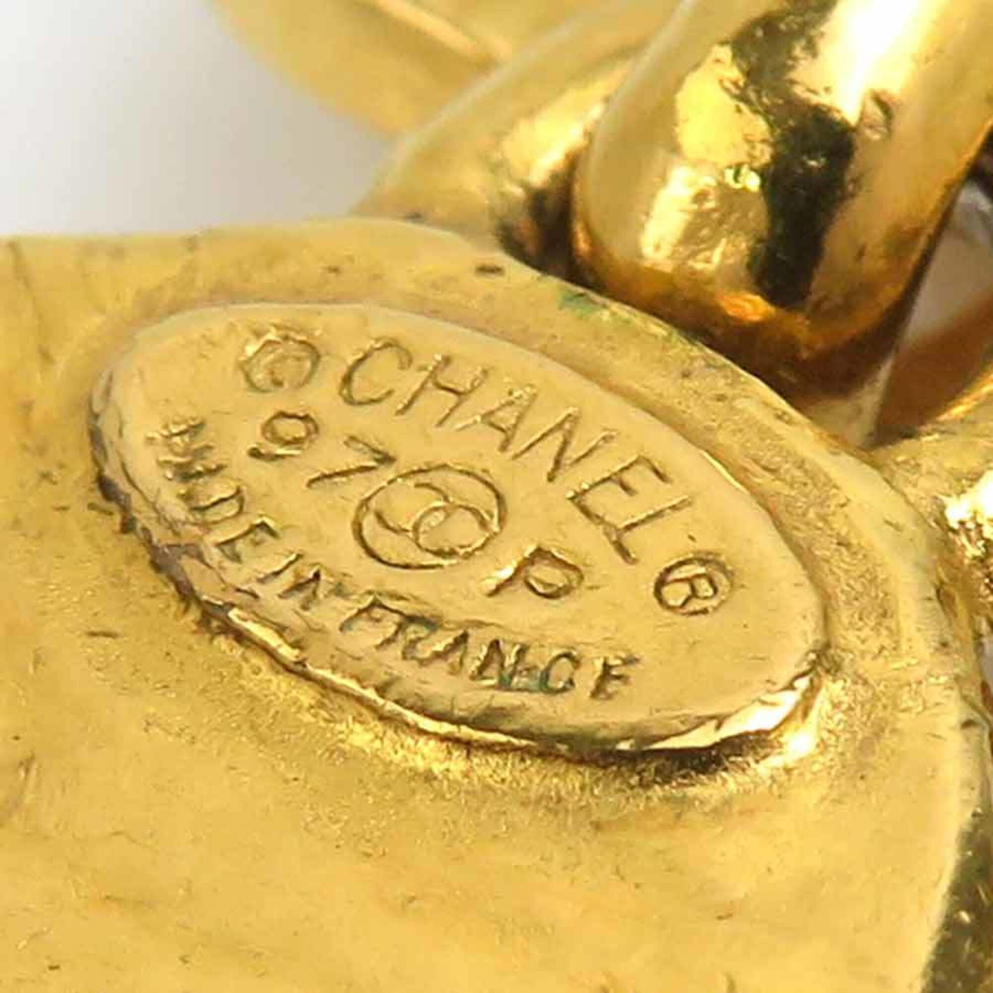 Chanel Chanel earrings, Coco Mark design, metal, stone, gold, orange, women's, e61854a Size ONE SIZE - 16 Thumbnail