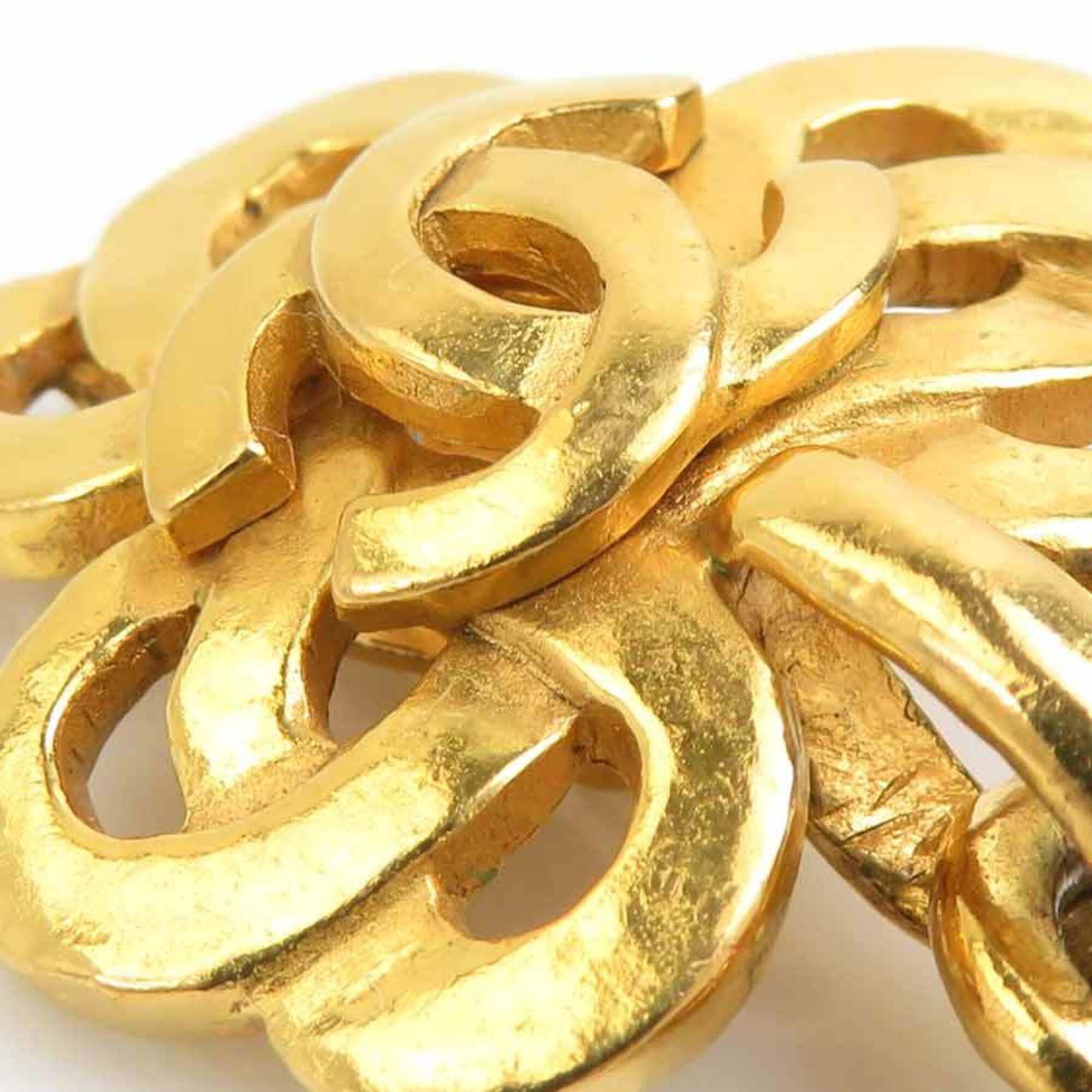 Chanel Chanel earrings, Coco Mark design, metal, stone, gold, orange, women's, e61854a Size ONE SIZE - 10 Thumbnail