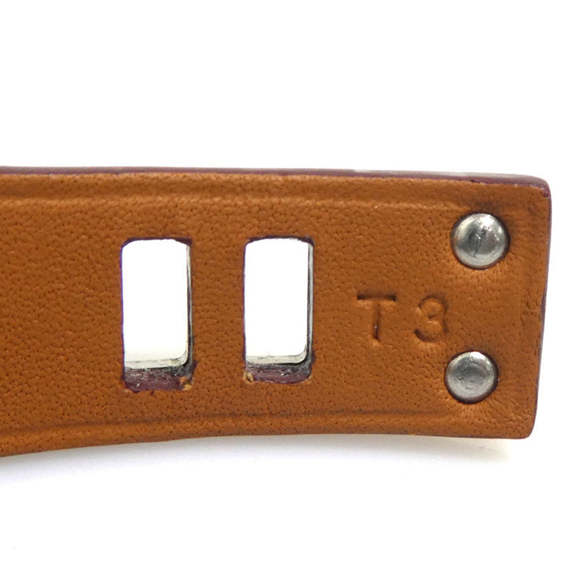 Hermes Hermes Bracelet Mini Dog Crew Carre Leather Metal Brown Silver Gold Women's e61857a Size ONE SIZE - 8 Thumbnail