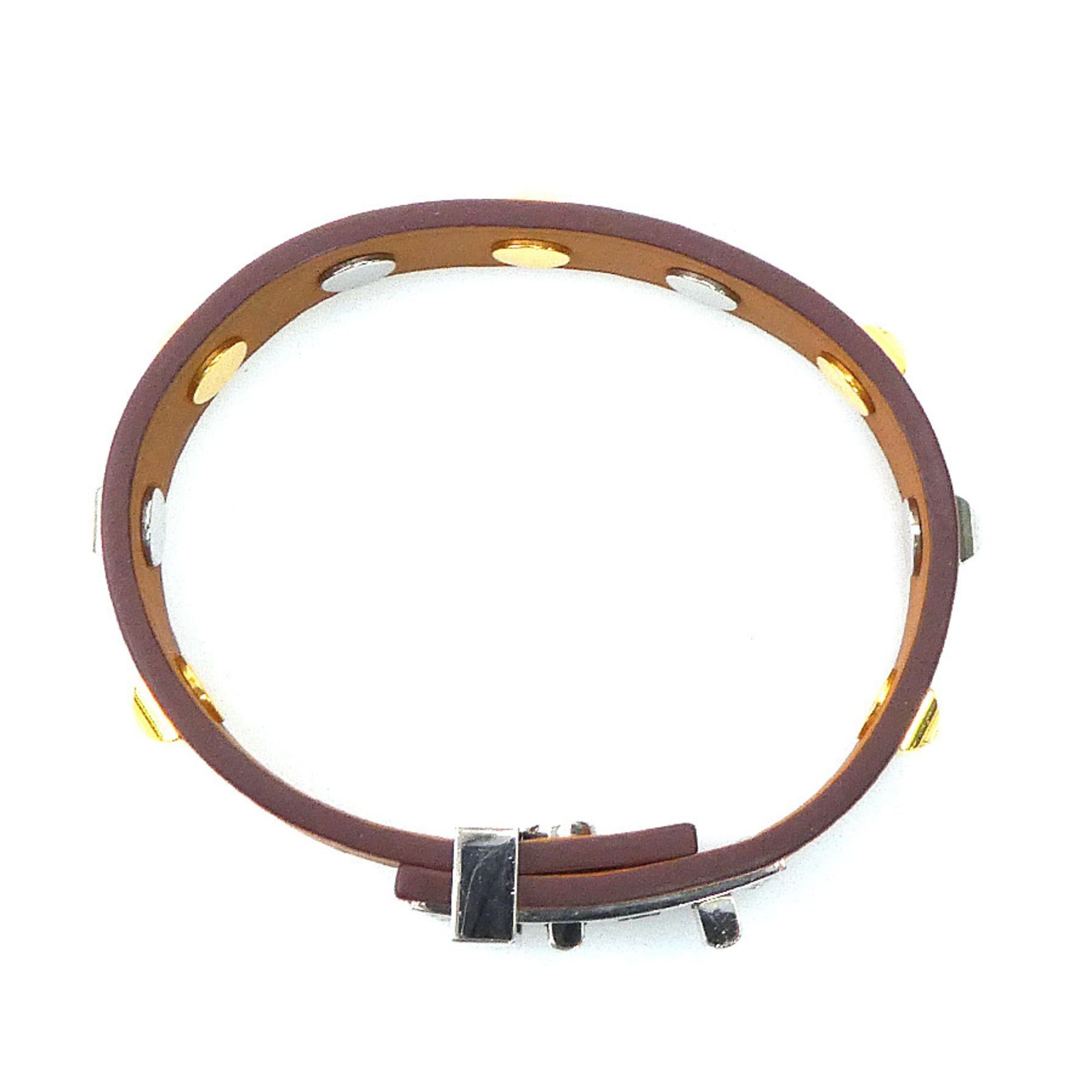 Hermes Hermes Bracelet Mini Dog Crew Carre Leather Metal Brown Silver Gold Women's e61857a Size ONE SIZE - 5 Thumbnail