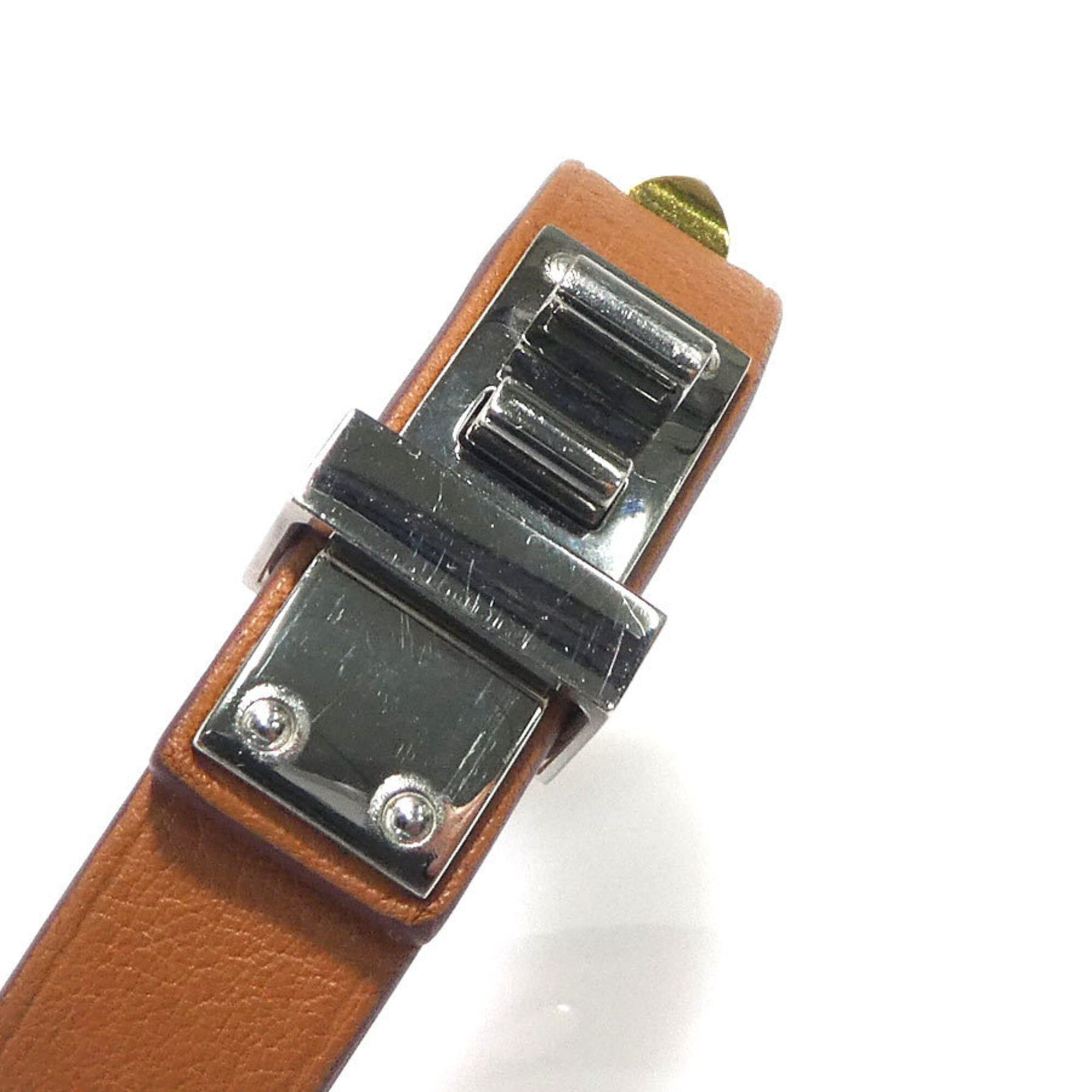 Hermes Hermes Bracelet Mini Dog Crew Carre Leather Metal Brown Silver Gold Women's e61857a Size ONE SIZE - 7 Thumbnail