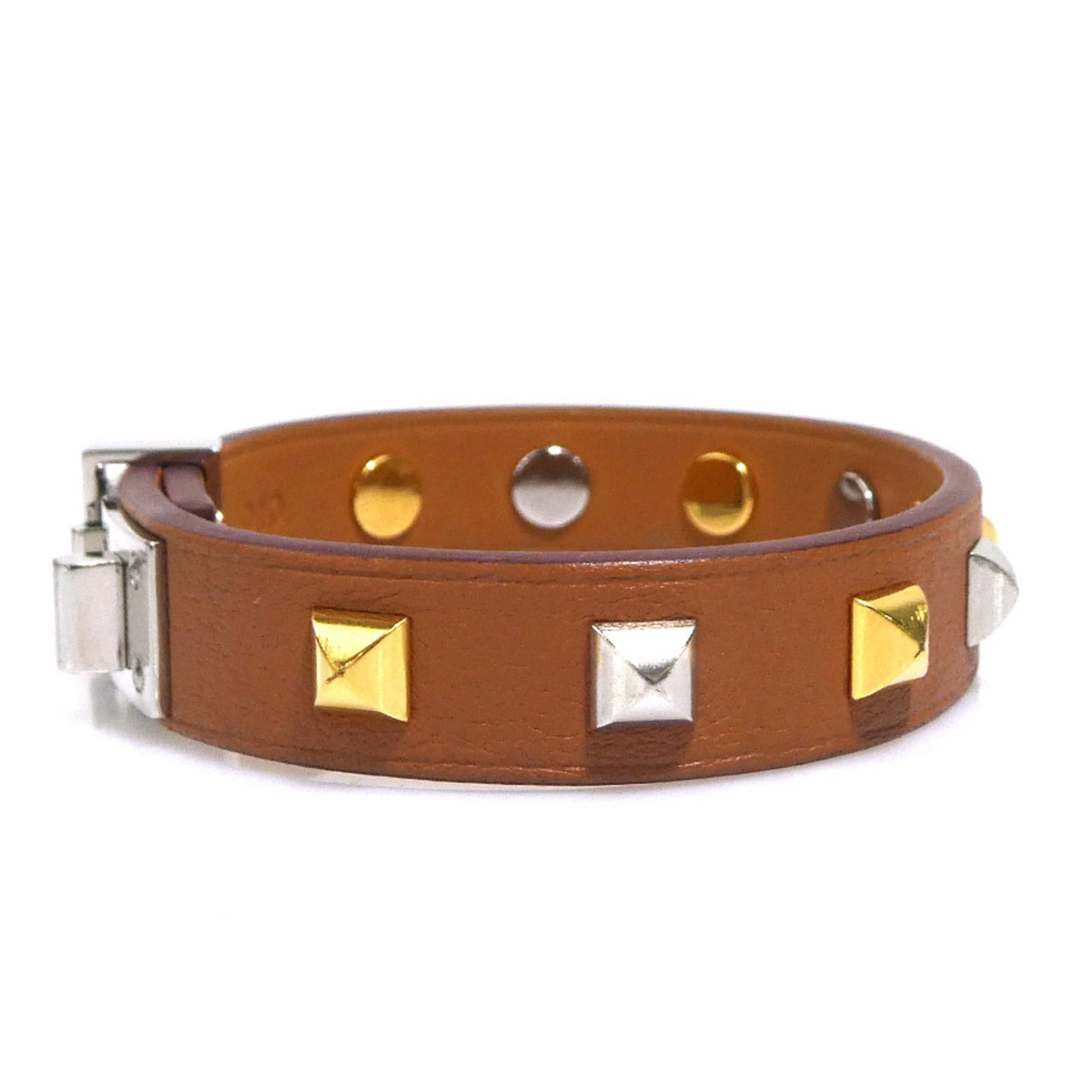 Hermes Hermes Bracelet Mini Dog Crew Carre Leather Metal Brown Silver Gold Women's e61857a Size ONE SIZE - 2 Thumbnail