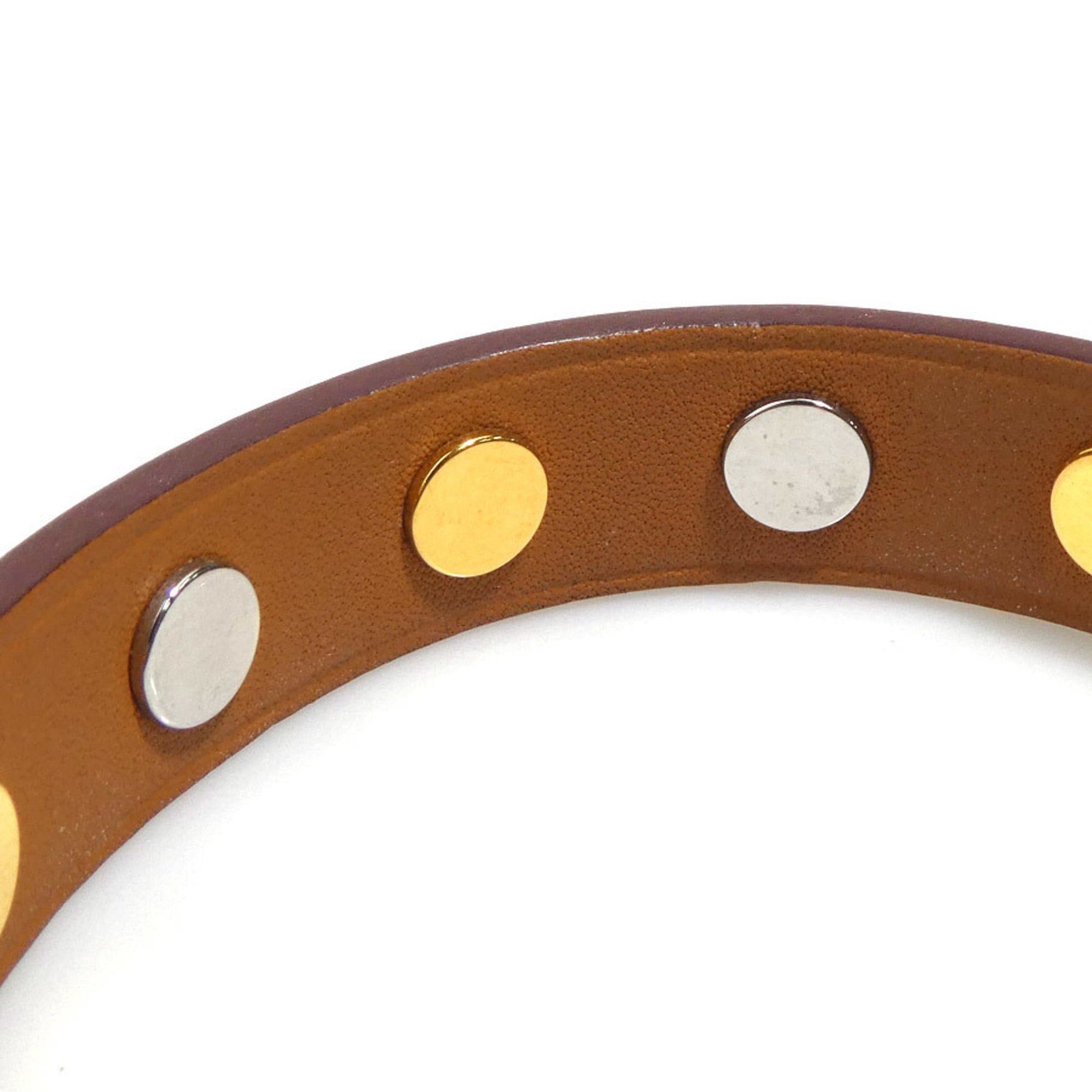 Hermes Hermes Bracelet Mini Dog Crew Carre Leather Metal Brown Silver Gold Women's e61857a Size ONE SIZE - 6 Thumbnail