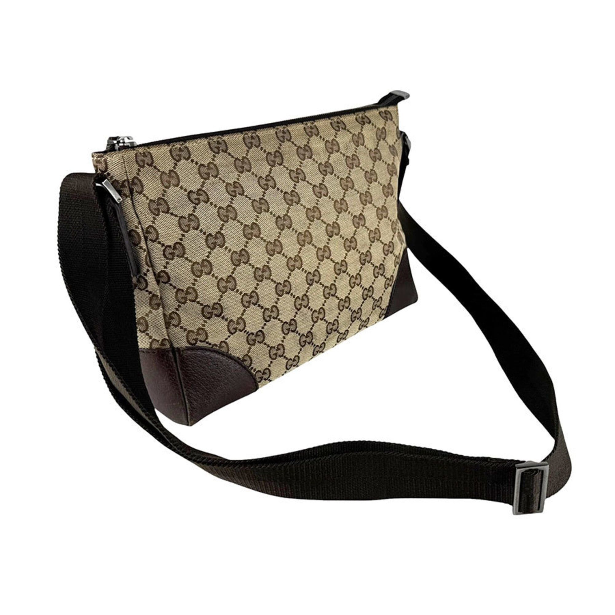 Gucci Gucci Shoulder Bag GG Canvas Leather Brown Men's Women's 114273 z9616 Size ONE SIZE - 10 Thumbnail