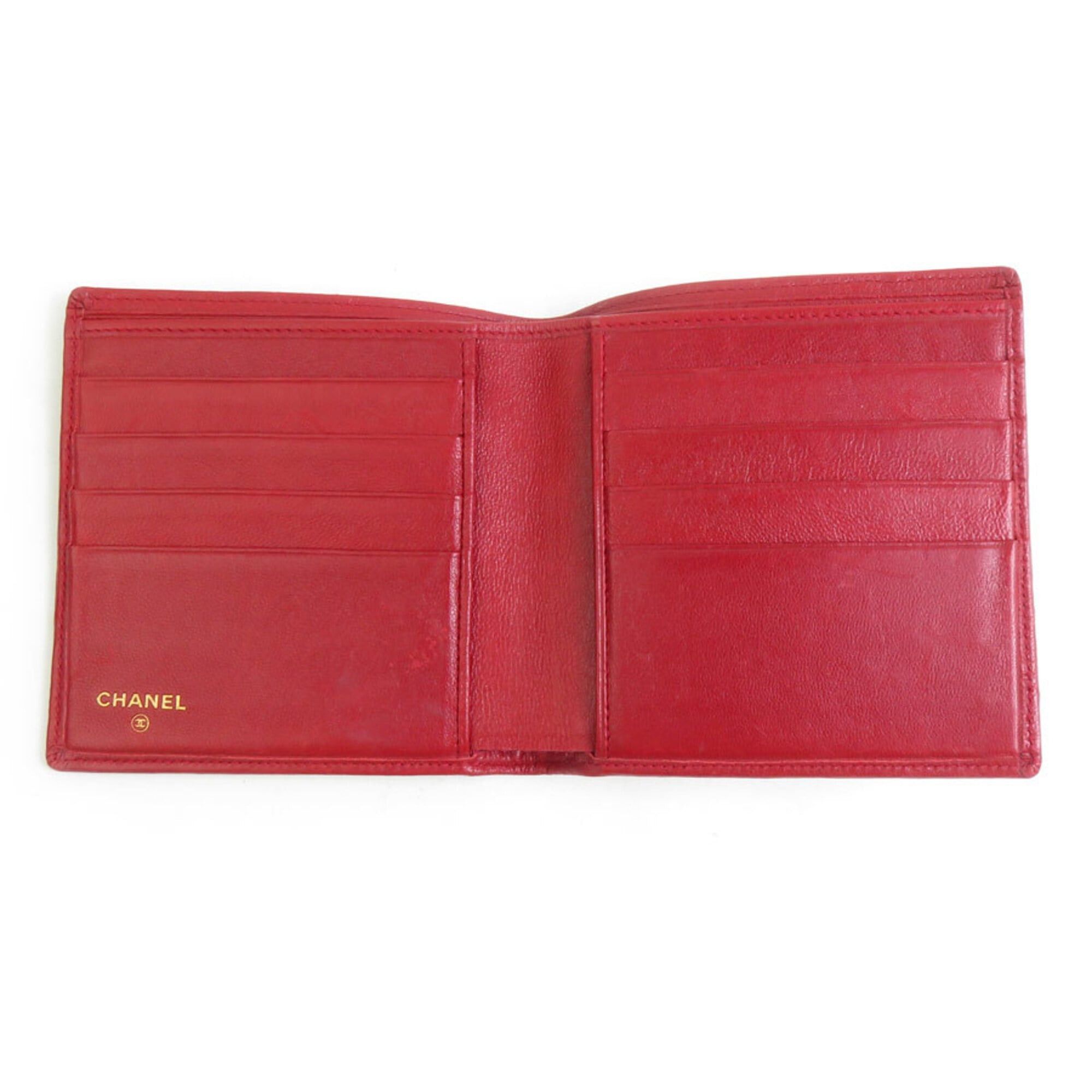 Chanel Chanel Billfold Bicolore Leather Red Men's e61862a Size ONE SIZE - 3 Thumbnail
