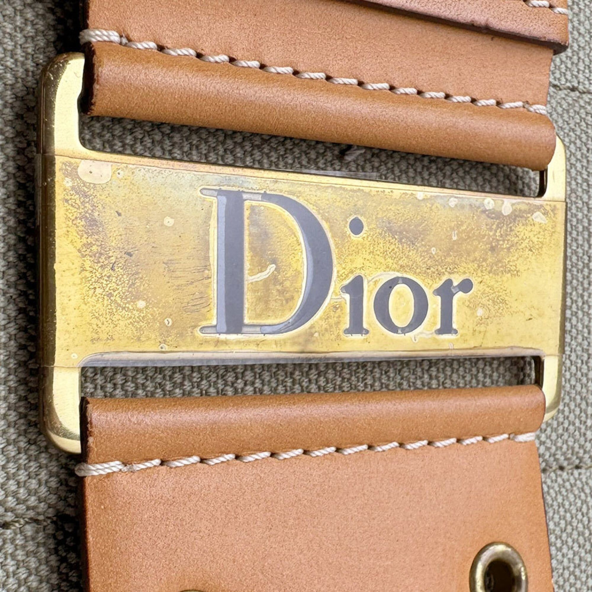 Dior Christian Dior shoulder bag, street style, chic canvas and leather, green/brown, women's, z9612 Size ONE SIZE - 12 Thumbnail