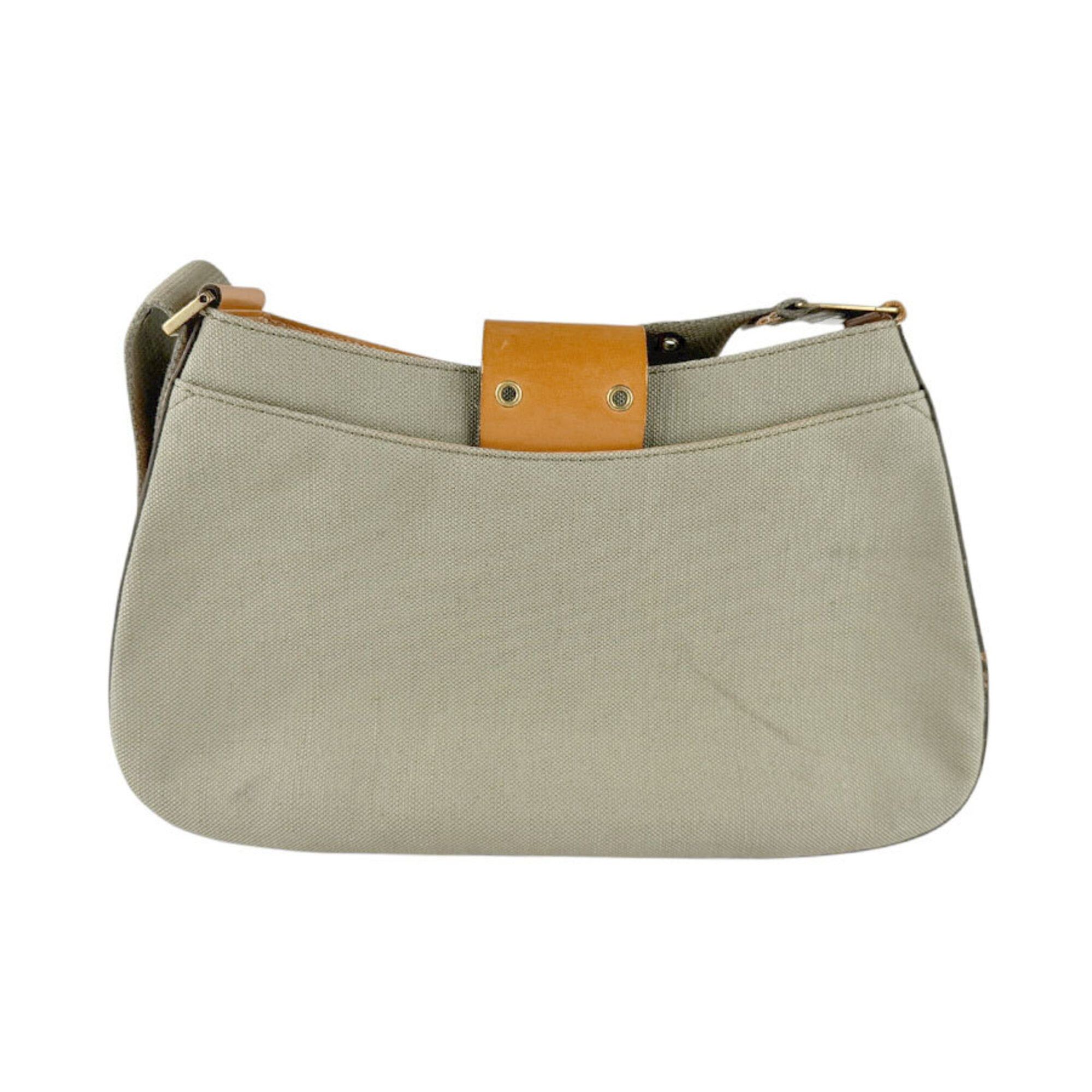 Dior Christian Dior shoulder bag, street style, chic canvas and leather, green/brown, women's, z9612 Size ONE SIZE - 3 Thumbnail