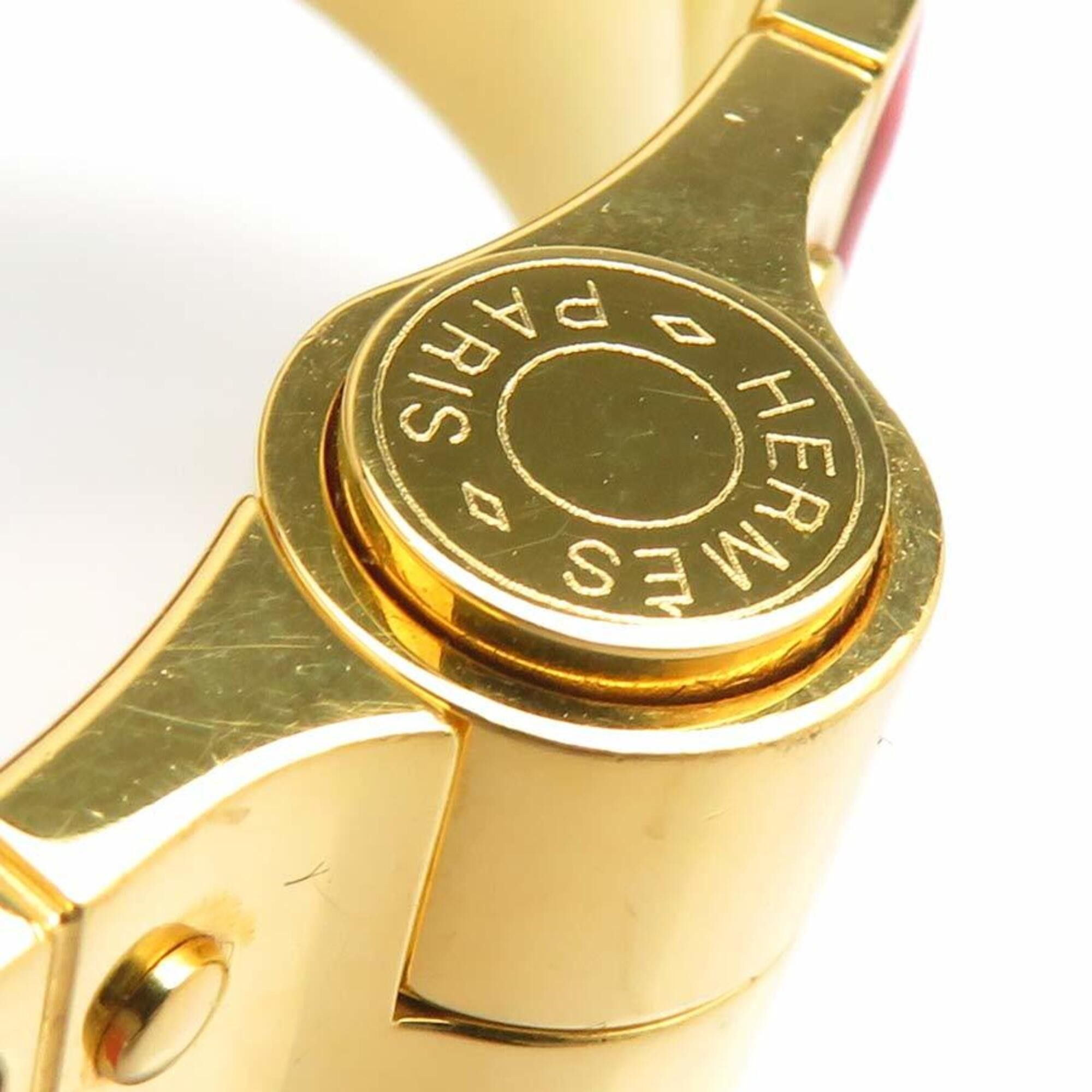 Hermes Hermes Charnière Bangle Bracelet, Metal Enamel, Gold Red, Women's, e61876a Size ONE SIZE - 8 Thumbnail