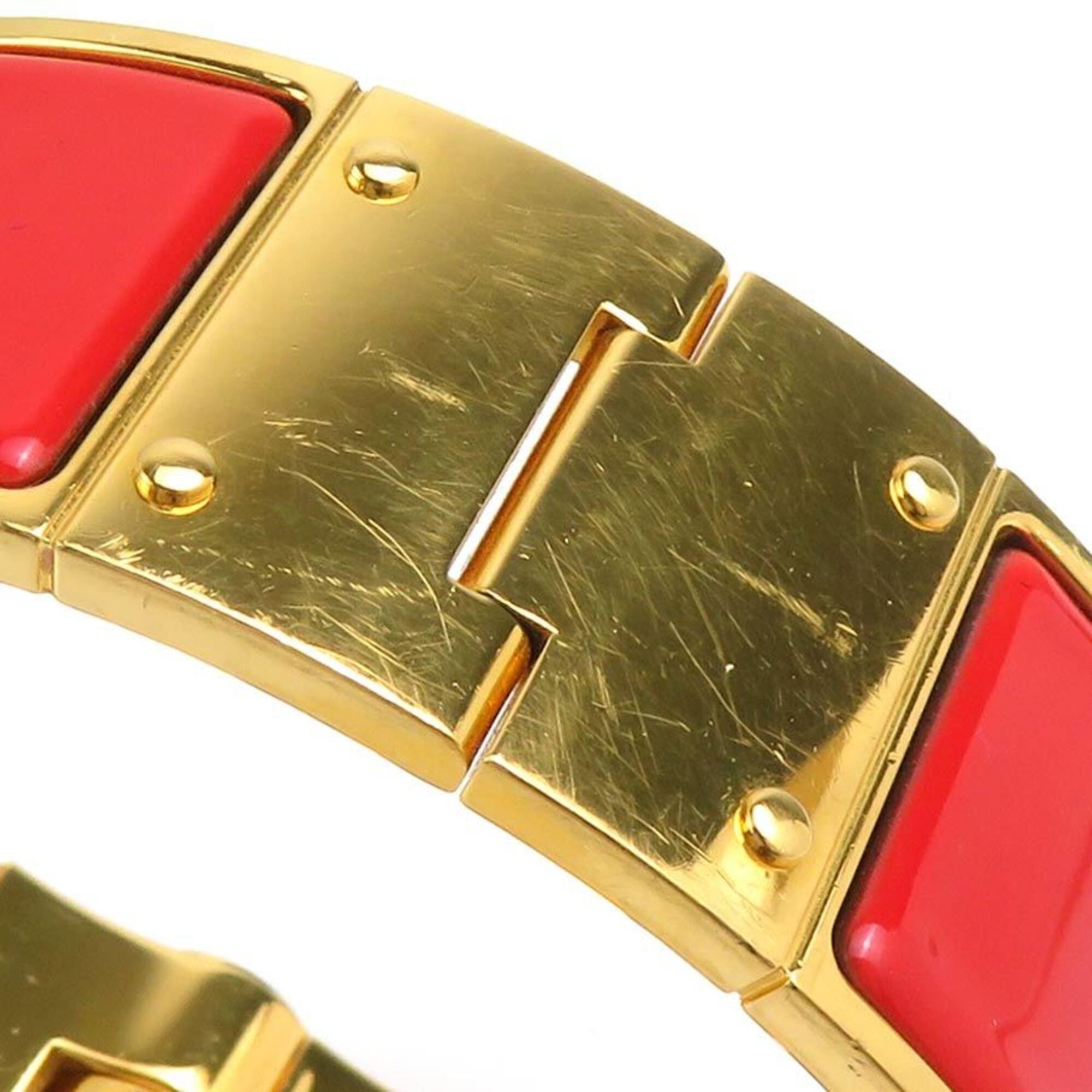 Hermes Hermes Charnière Bangle Bracelet, Metal Enamel, Gold Red, Women's, e61876a Size ONE SIZE - 10 Thumbnail