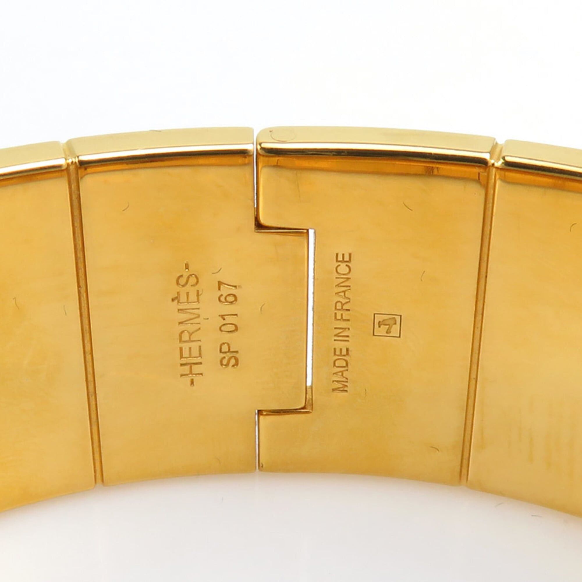 Hermes Hermes Charnière Bangle Bracelet, Metal Enamel, Gold Red, Women's, e61876a Size ONE SIZE - 11 Thumbnail