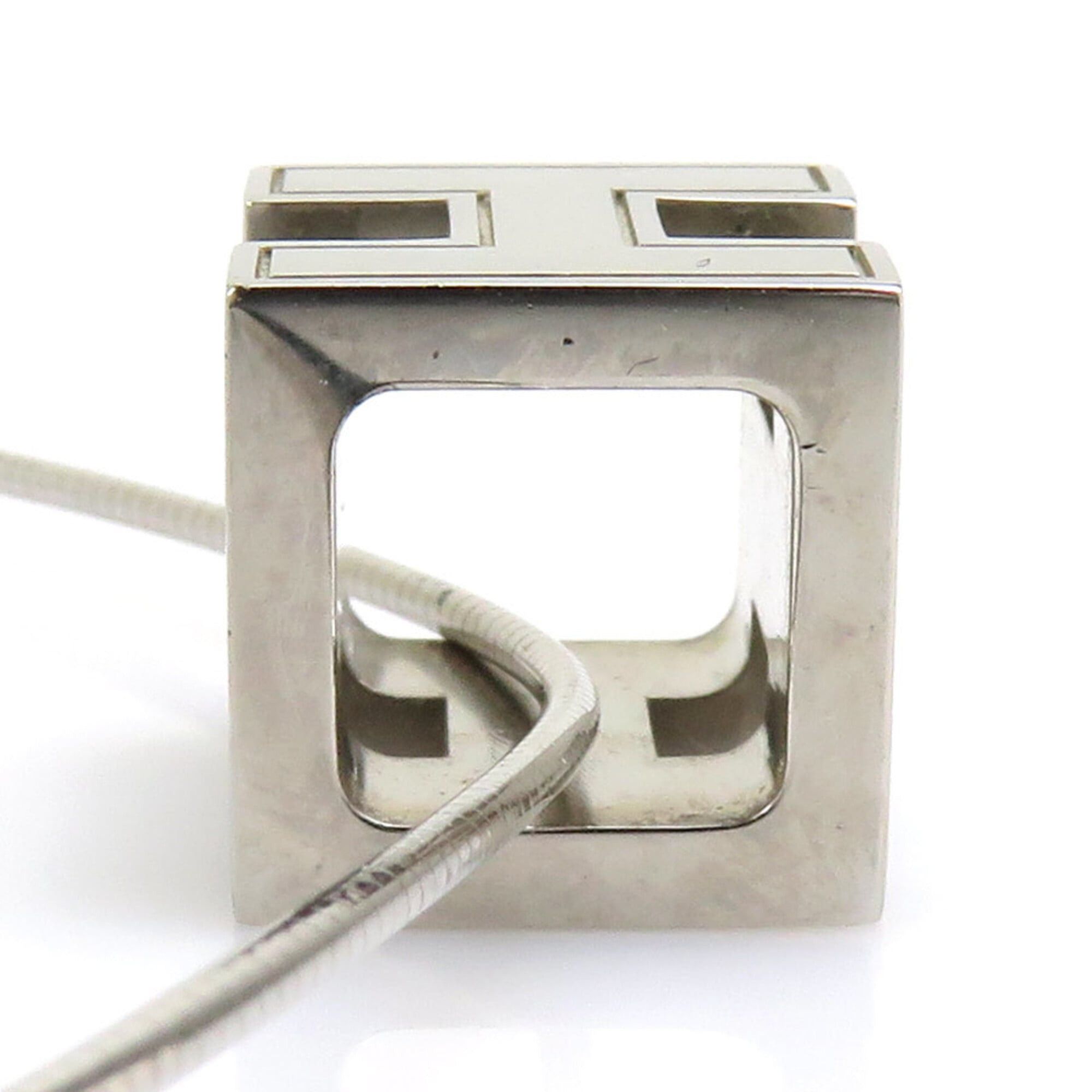 Hermes Hermes Necklace H Cube Cage d'H Metal Enamel Silver Blue Green Women's e61877a Size ONE SIZE - 3 Thumbnail