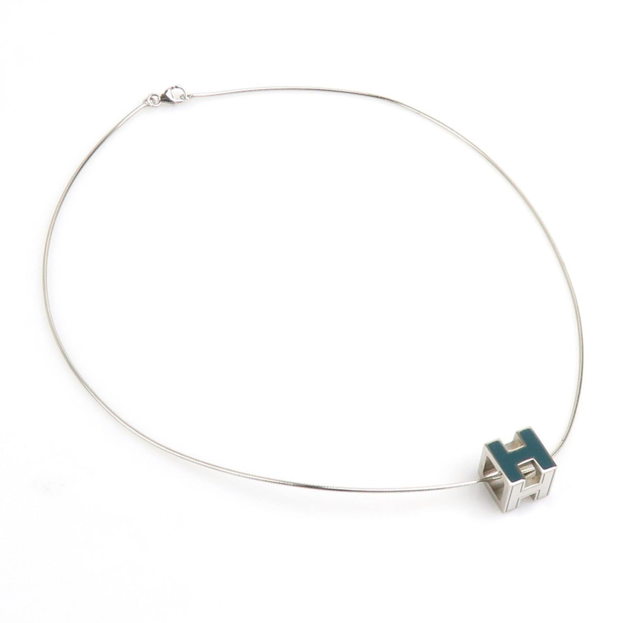 Hermes Hermes Necklace H Cube Cage d'H Metal Enamel Silver Blue Green Women's e61877a Size ONE SIZE - 9 Thumbnail