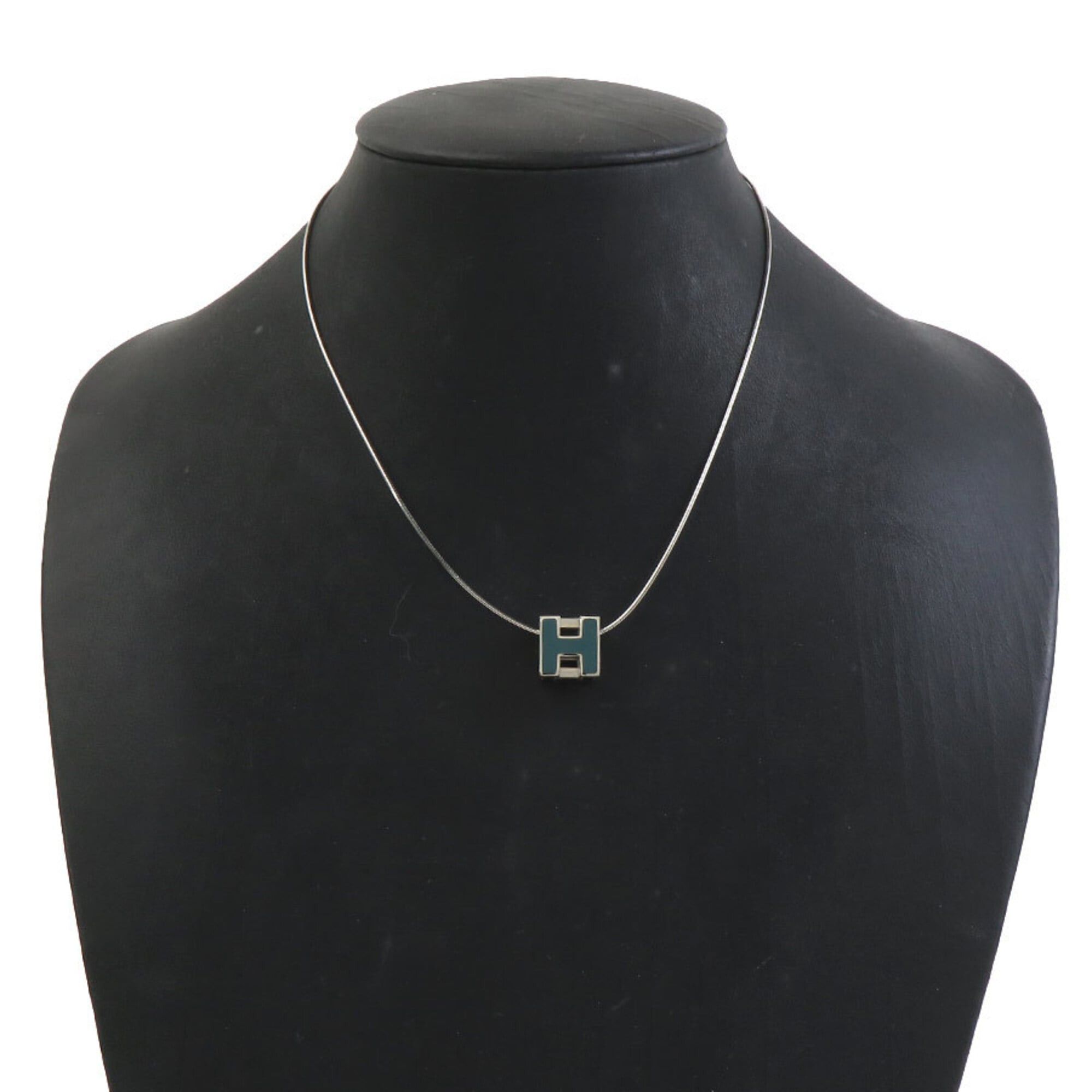 Hermes Hermes Necklace H Cube Cage d'H Metal Enamel Silver Blue Green Women's e61877a Size ONE SIZE - 10 Thumbnail