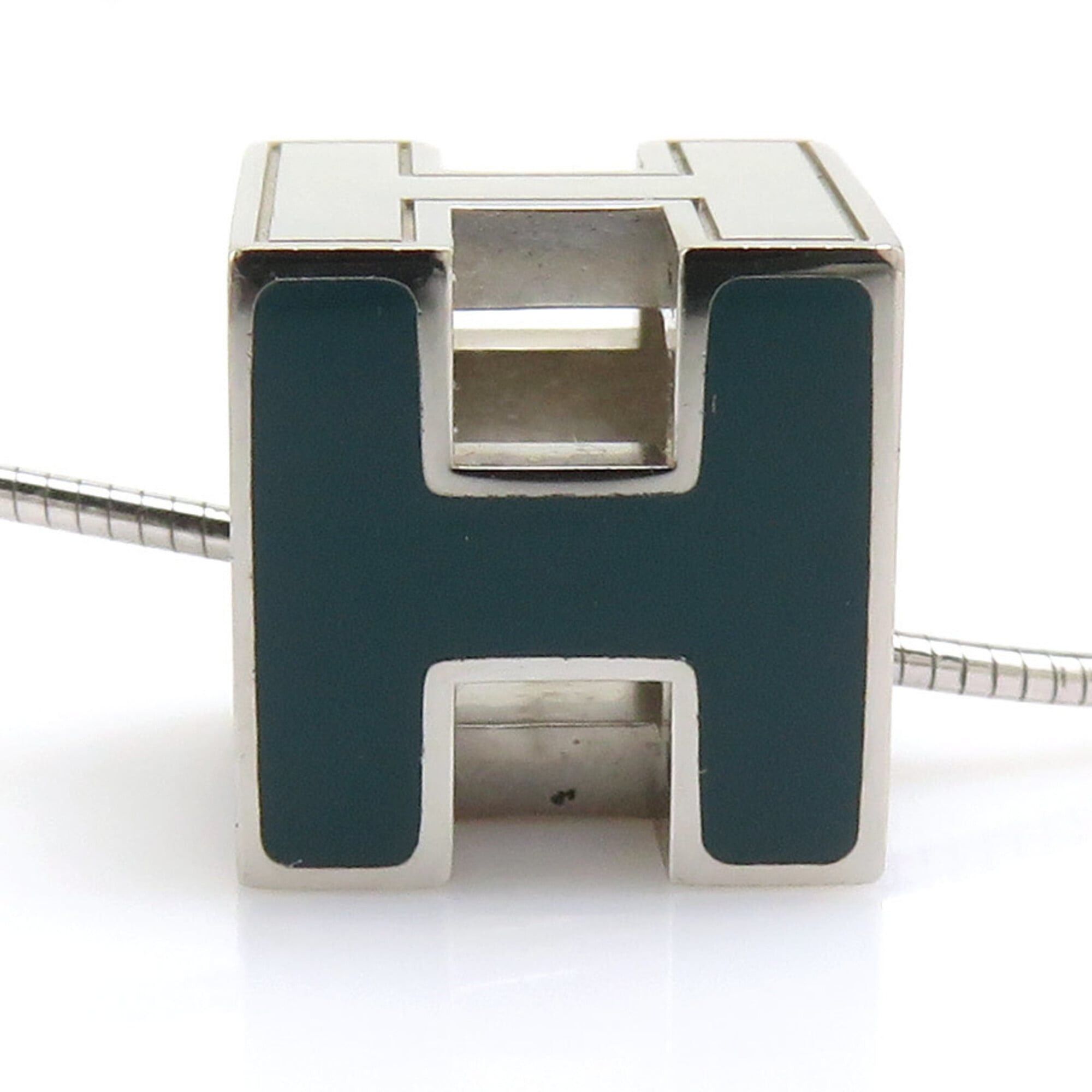 Hermes Hermes Necklace H Cube Cage d'H Metal Enamel Silver Blue Green Women's e61877a Size ONE SIZE - 2 Thumbnail