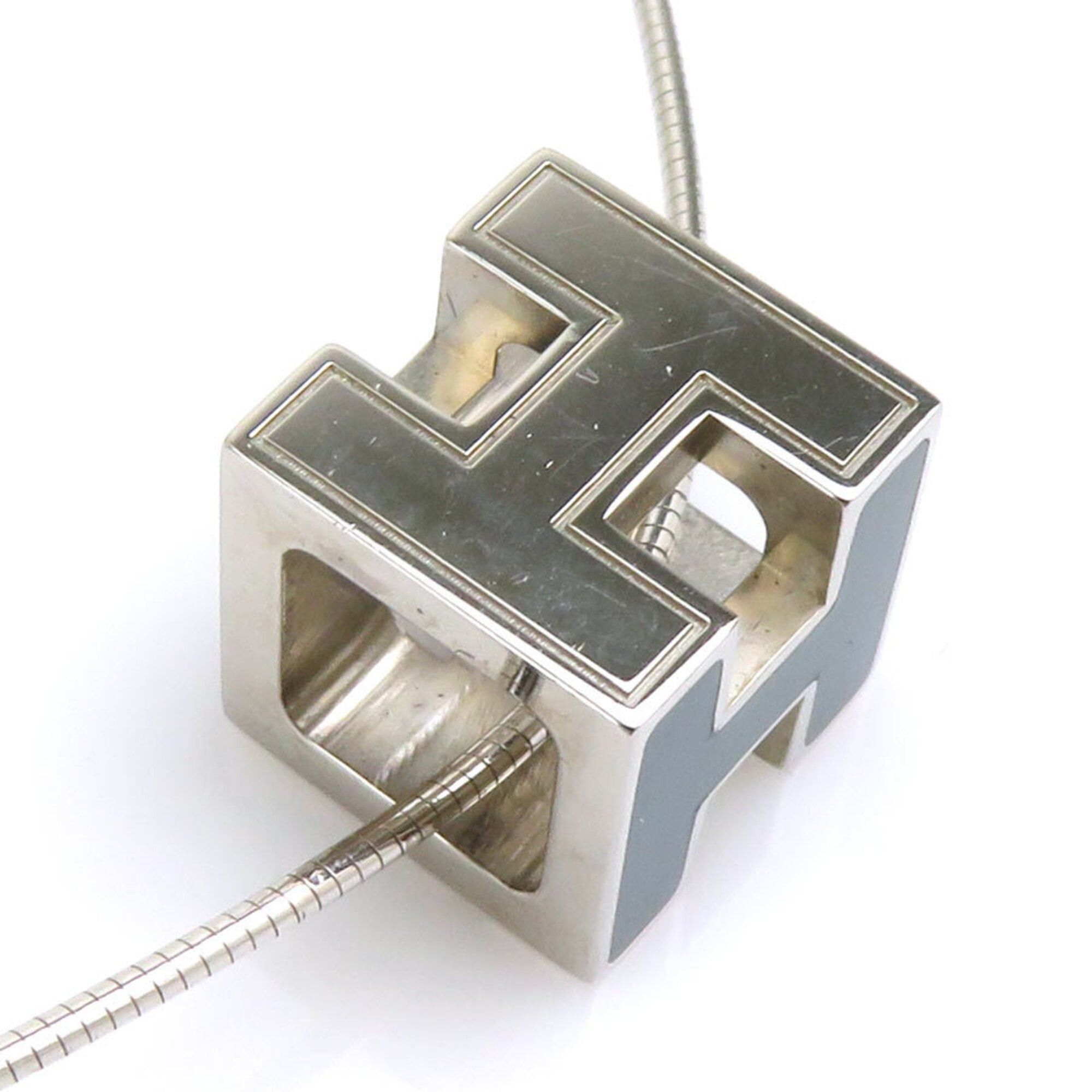 Hermes Hermes Necklace H Cube Cage d'H Metal Enamel Silver Blue Green Women's e61877a Size ONE SIZE - 5 Thumbnail