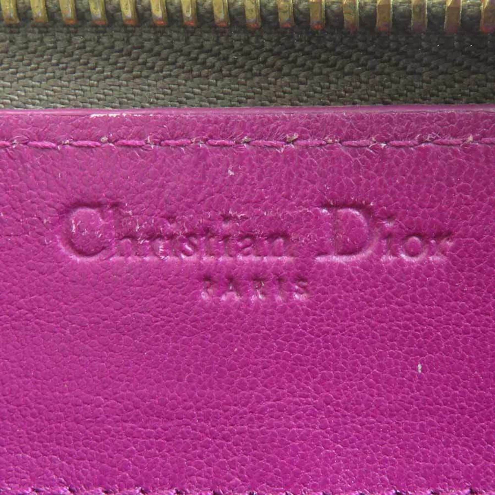 Dior Christian Dior Round Zip Long Wallet, Patent Leather, Khaki, Women's, h32184a Size ONE SIZE - 10 Thumbnail